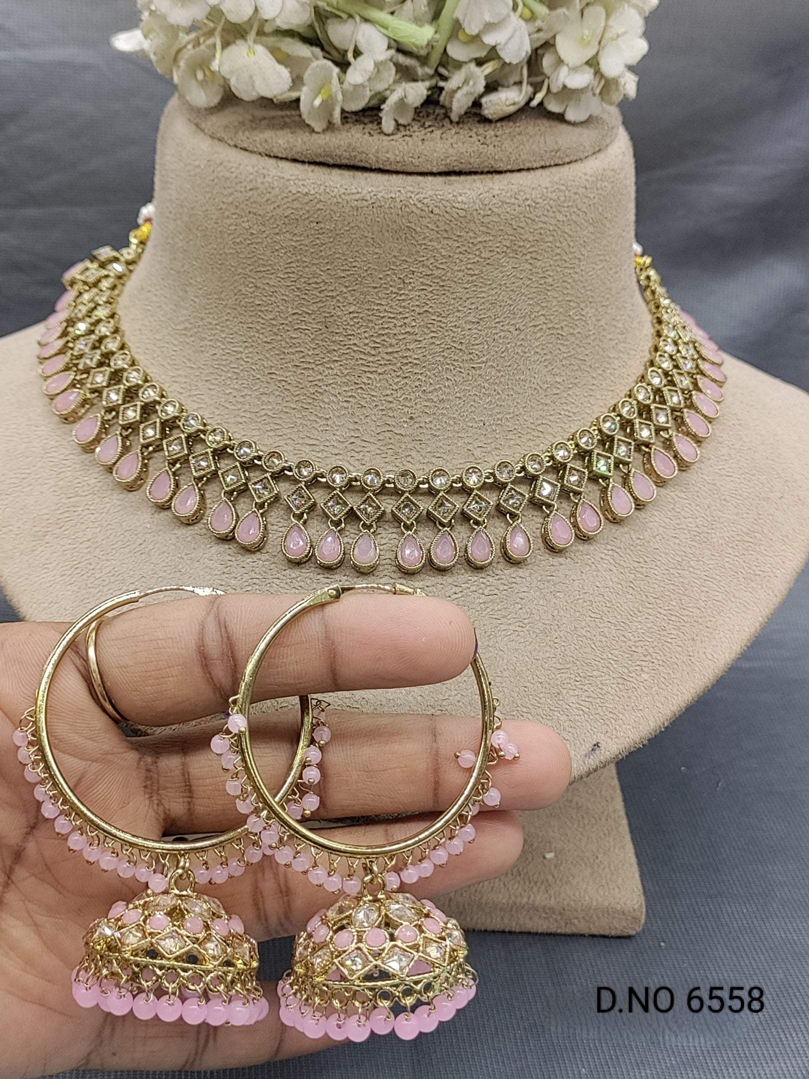 Polki Mehandi Necklace Set Sku 6524 rchiecreation