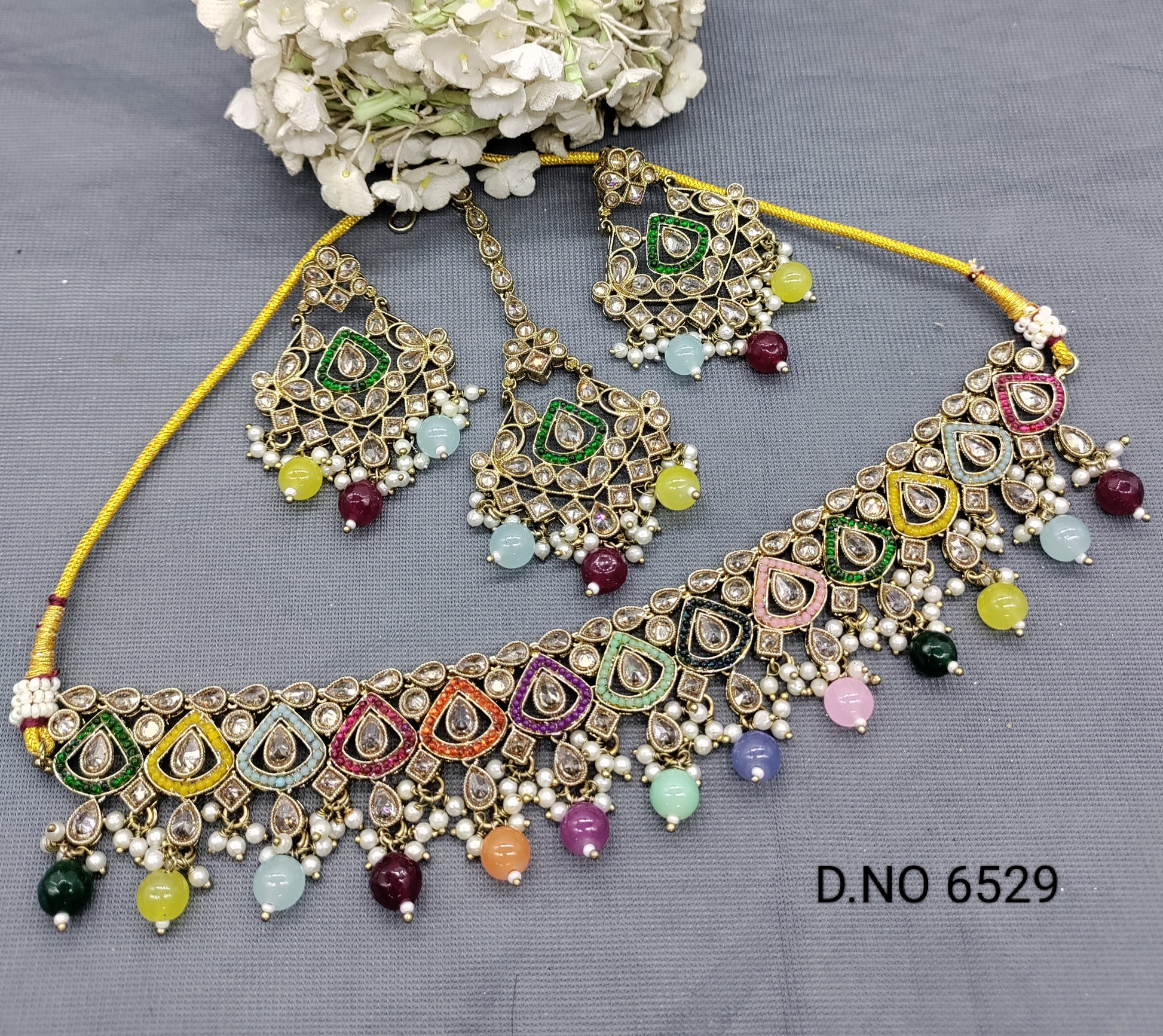 Polki Mehandi Chokar Necklace set for 6529 rchiecreation