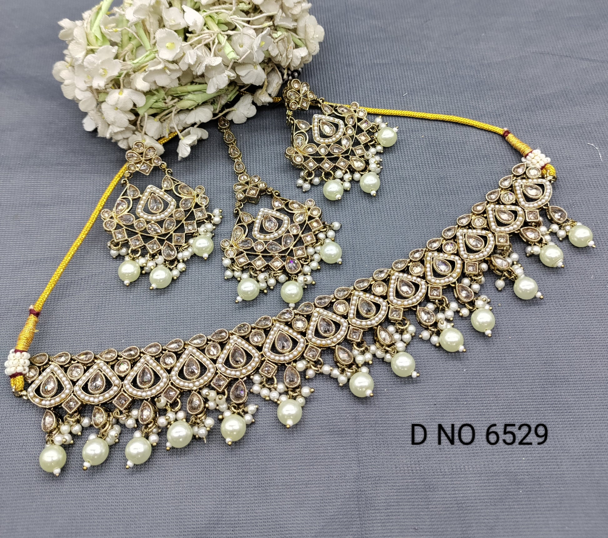 Polki Mehandi Chokar Necklace set for 6529 rchiecreation