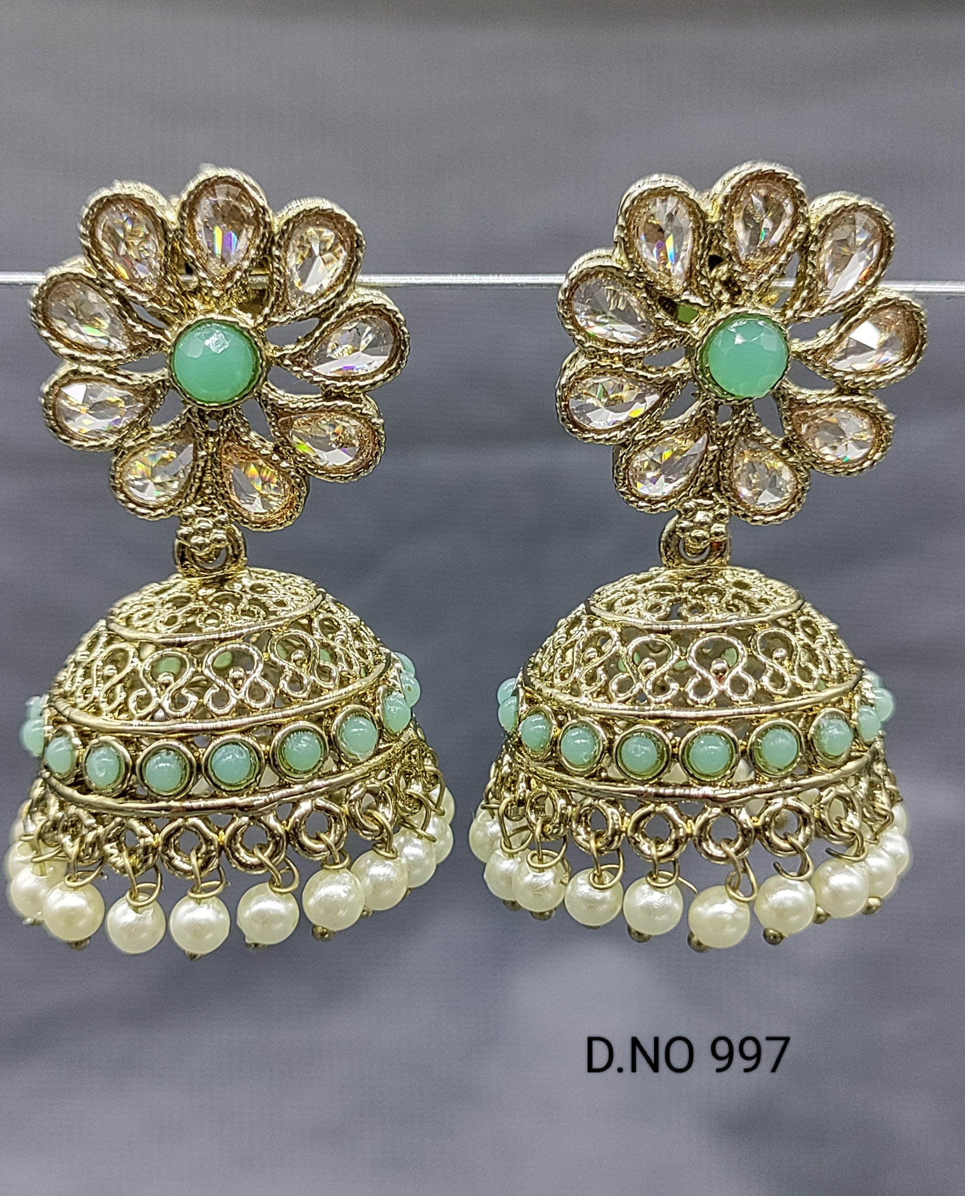 Polki Mehandi Jhumki Earring Sku 997 rchiecreation