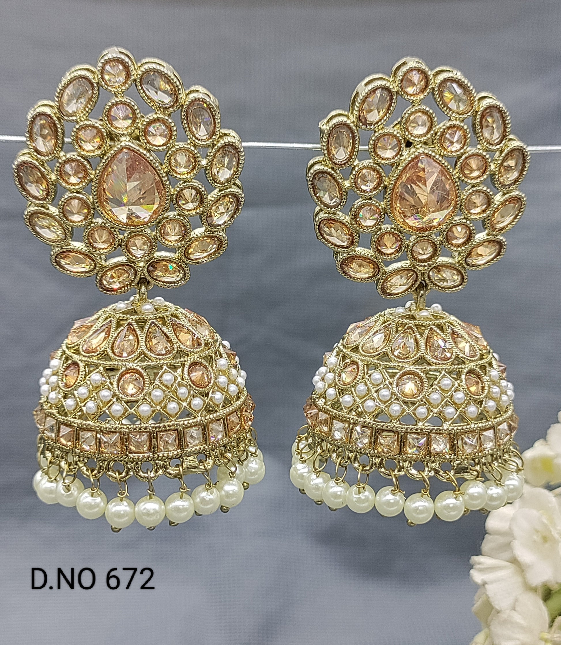 Polki Mehndi Jhumki Earring Sku 672 A4 rchiecreation