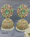 Polki Mehndi Jhumki Earring Sku 672 A4 rchiecreation