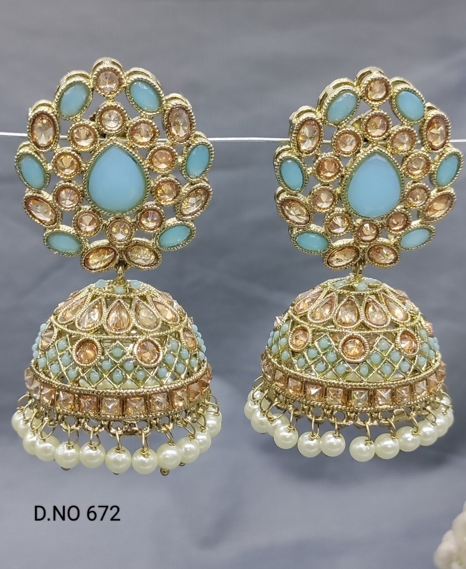 Polki Mehndi Jhumki Earring Sku 672 A4 rchiecreation