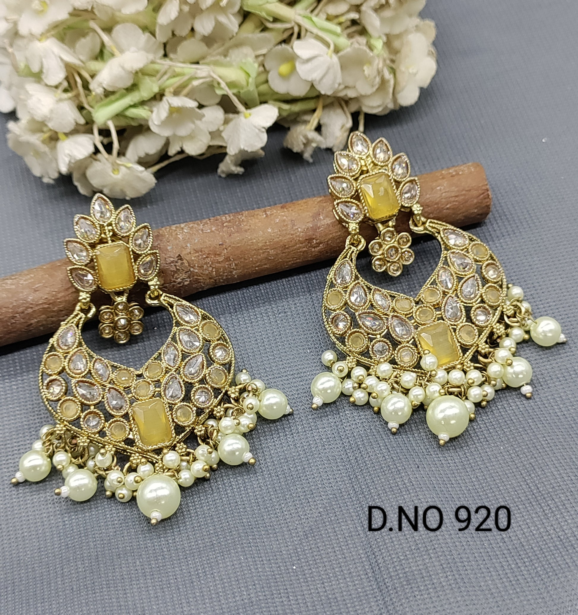 Polki Earring Mehndi Sku- 920 A2 rchiecreation
