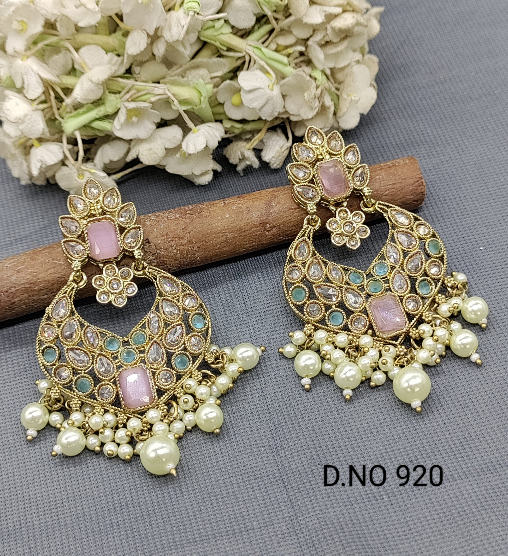 Polki Earring Mehndi Sku- 920 A2 rchiecreation