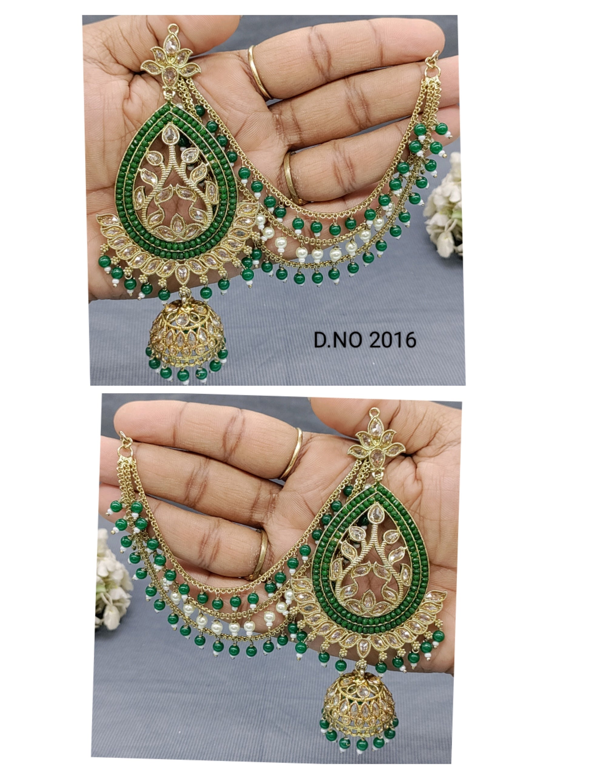 Polki Mehandi Bahubali Earring Sku 2016 rchiecreation