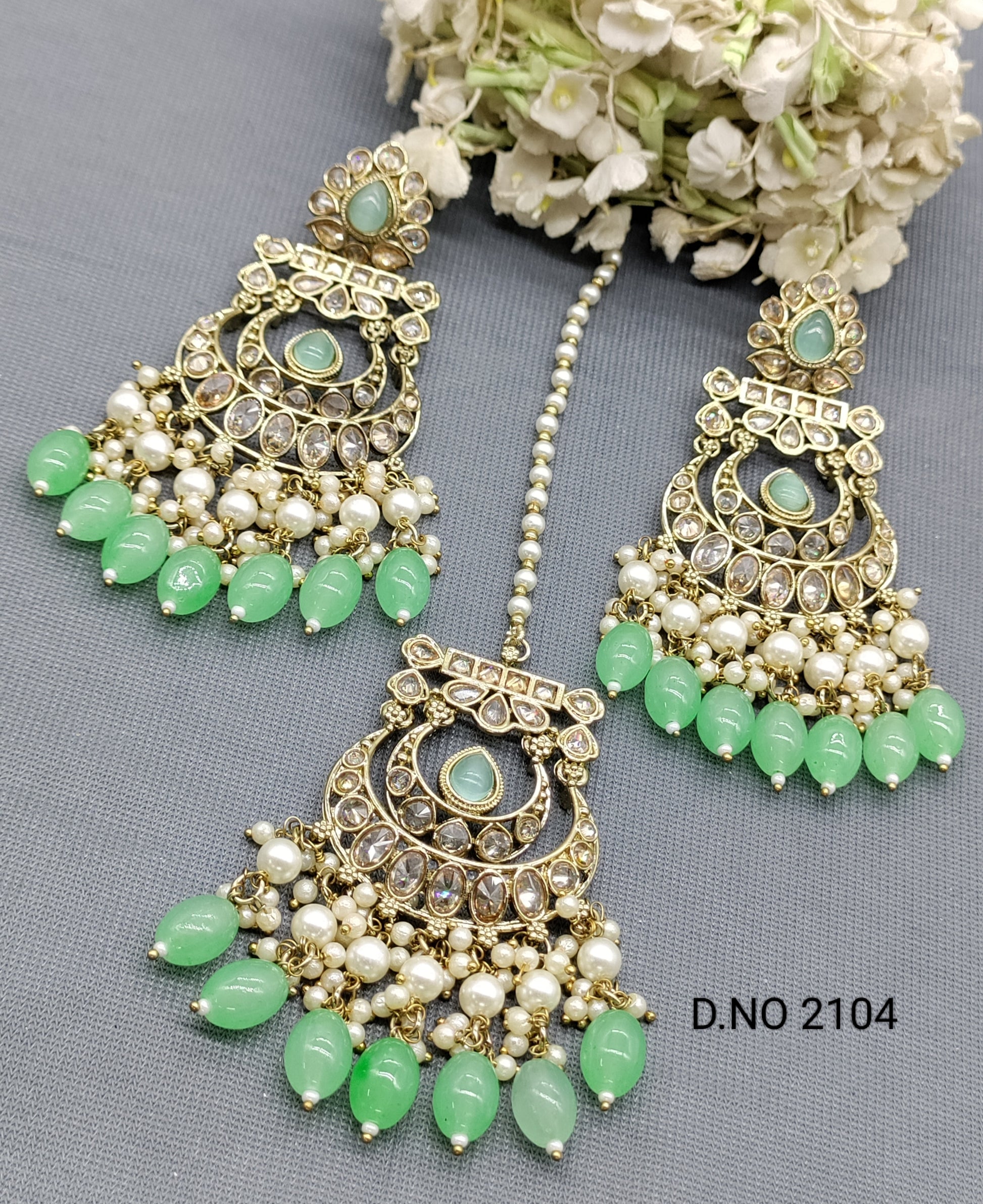 Polki Mehandi Earring & Tica Sku 2104 rchiecreation
