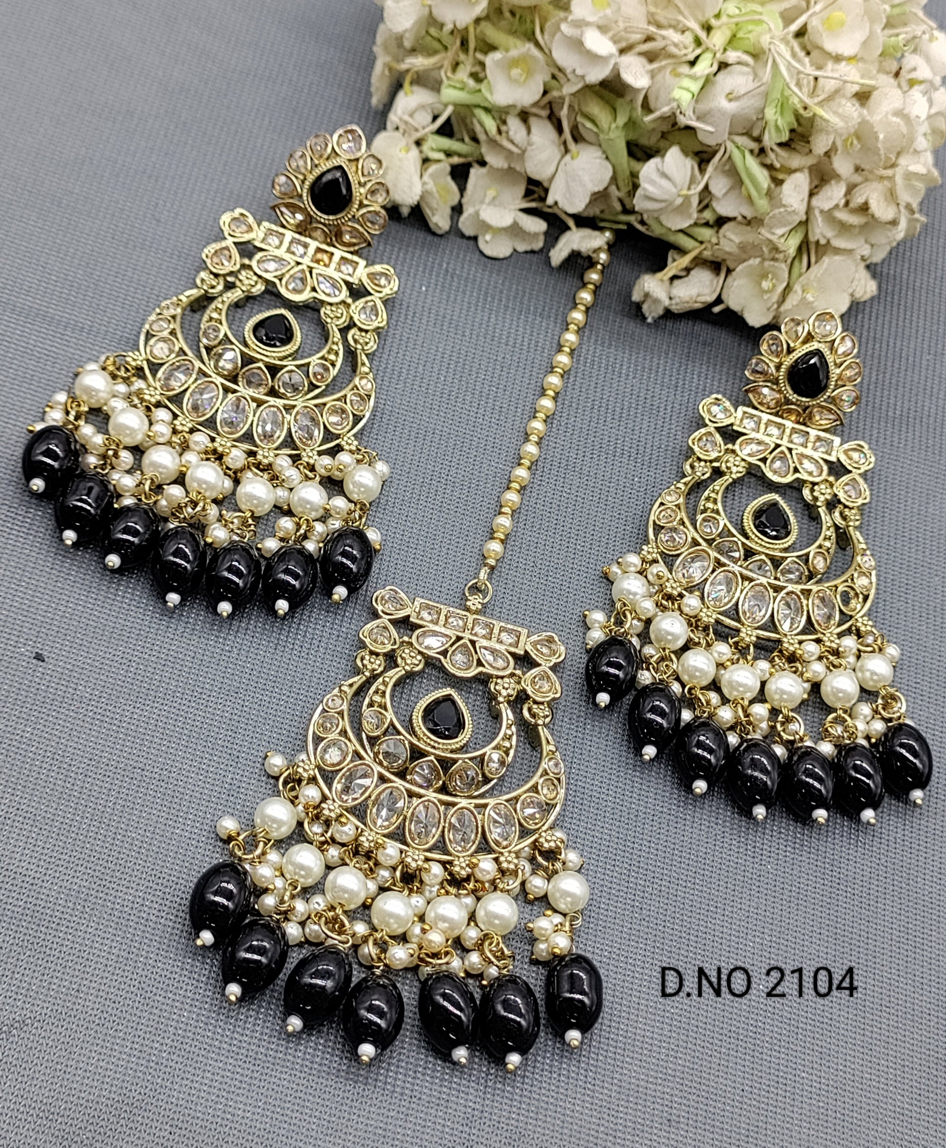 Polki Mehandi Earring & Tica Sku 2104 rchiecreation