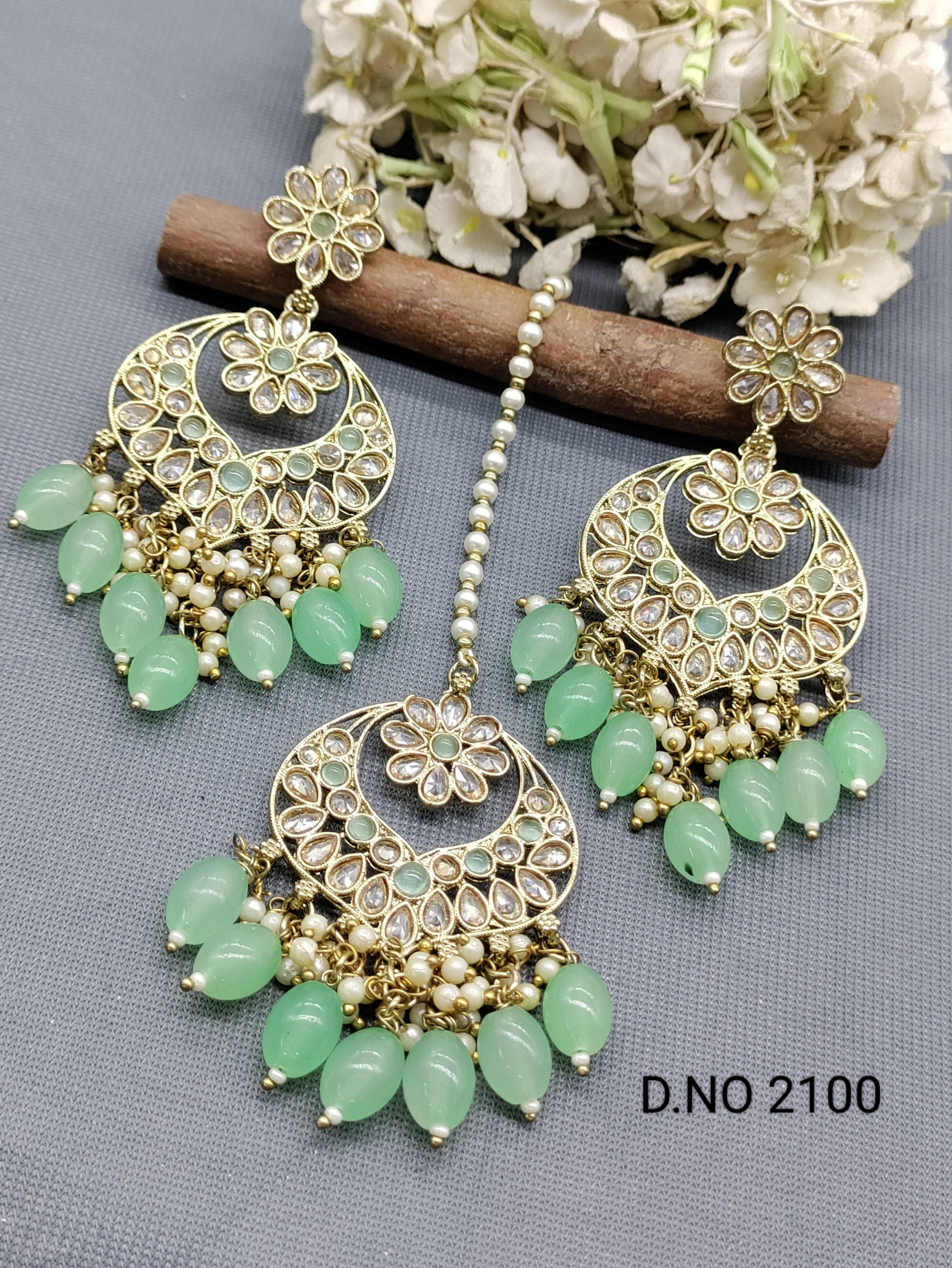 Polki Mehandi Earring & Tica Sku 2100 rchiecreation