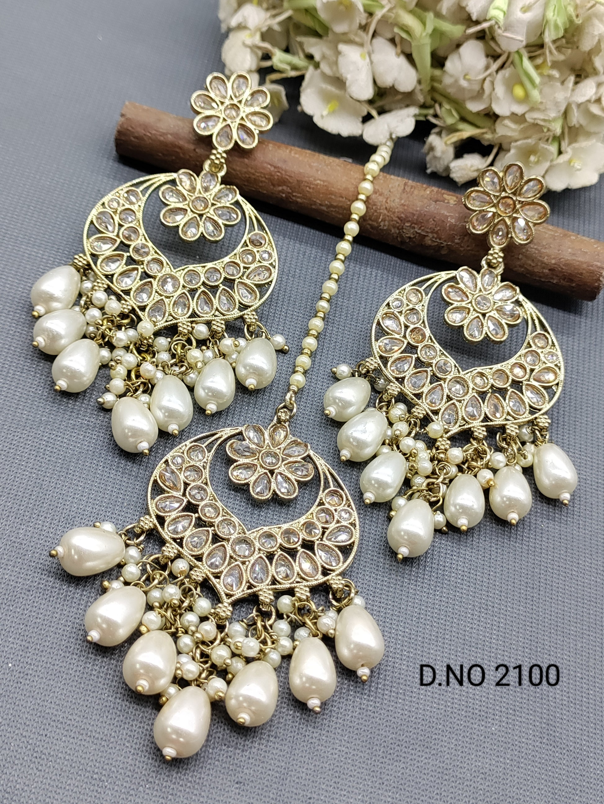 Polki Mehandi Earring & Tica Sku 2100 rchiecreation