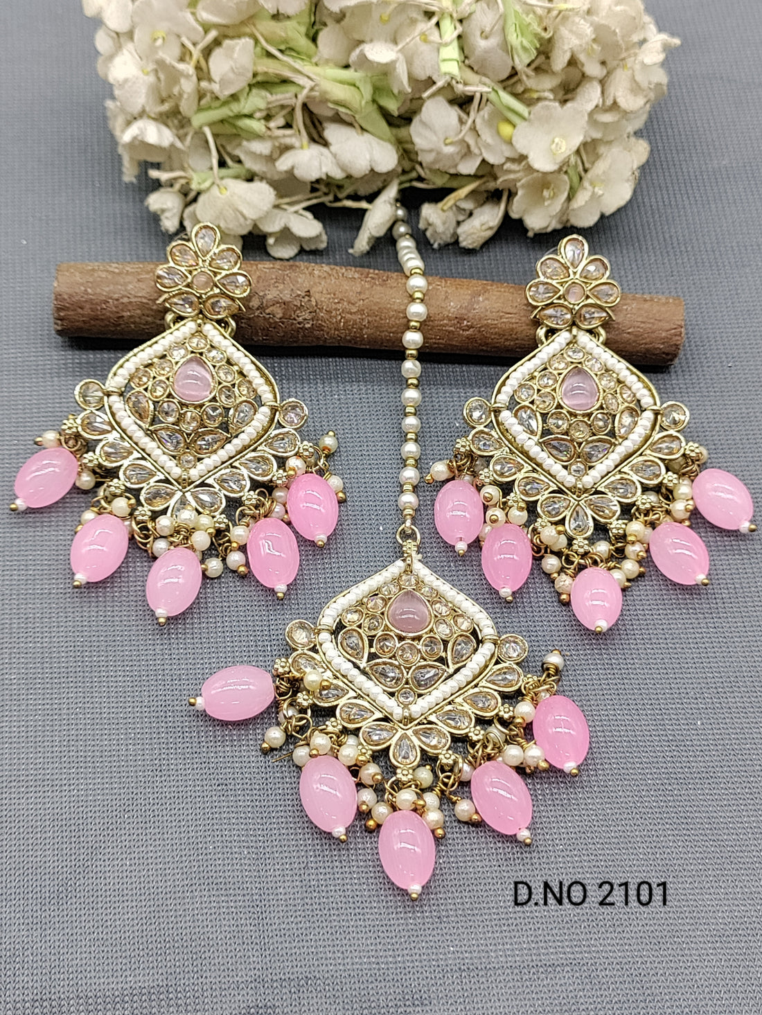 Polki Mehandi Earring & Tica Sku 2101 rchiecreation