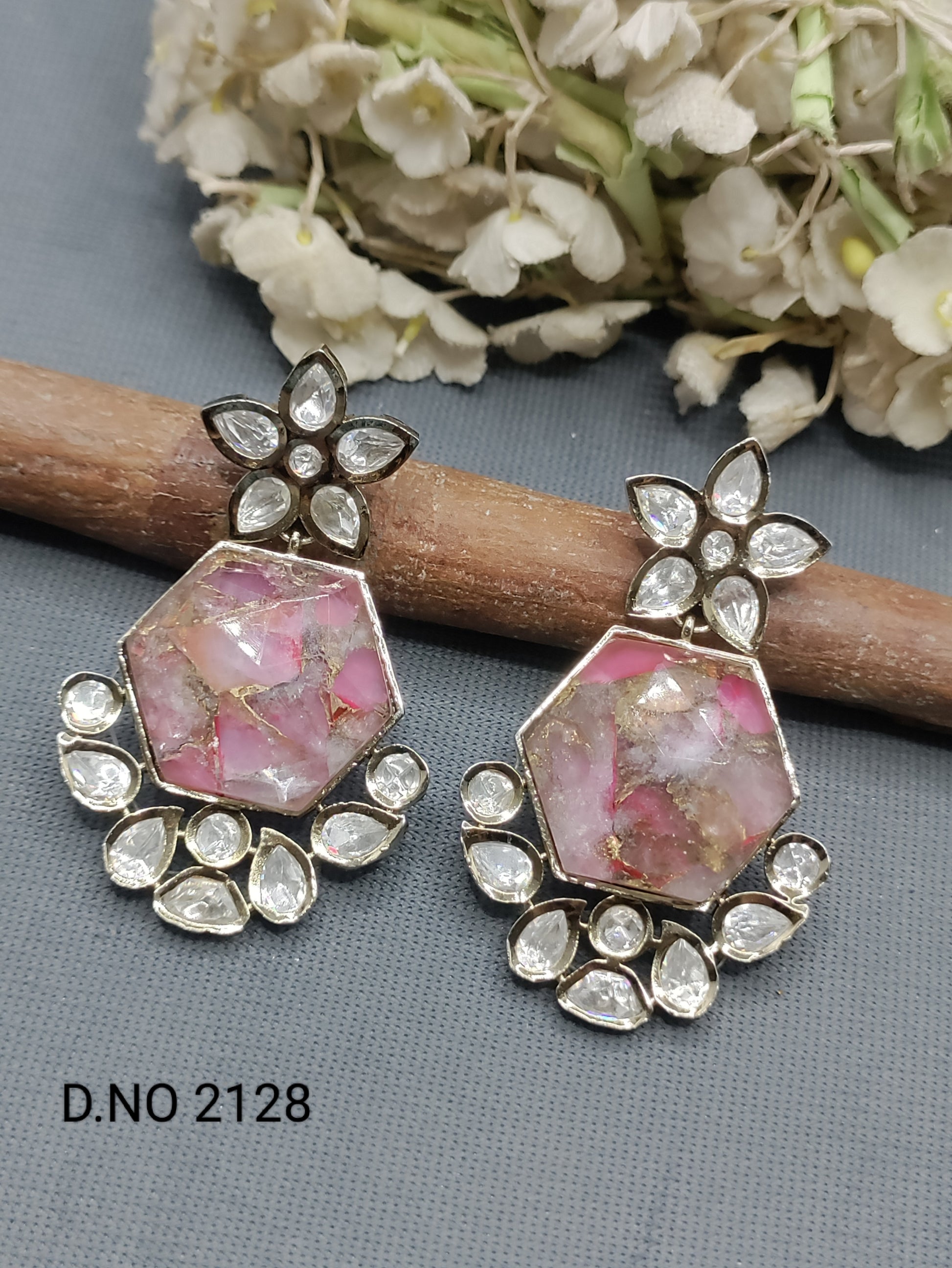 Moissanite Mehandi Earring Sku 2128 rchiecreation
