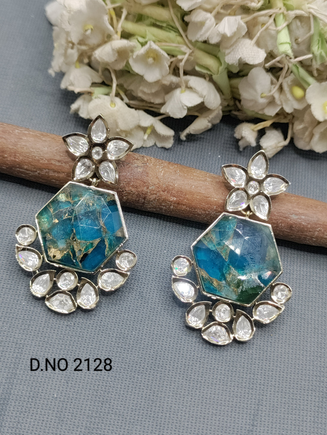 Moissanite Mehandi Earring Sku 2128 rchiecreation