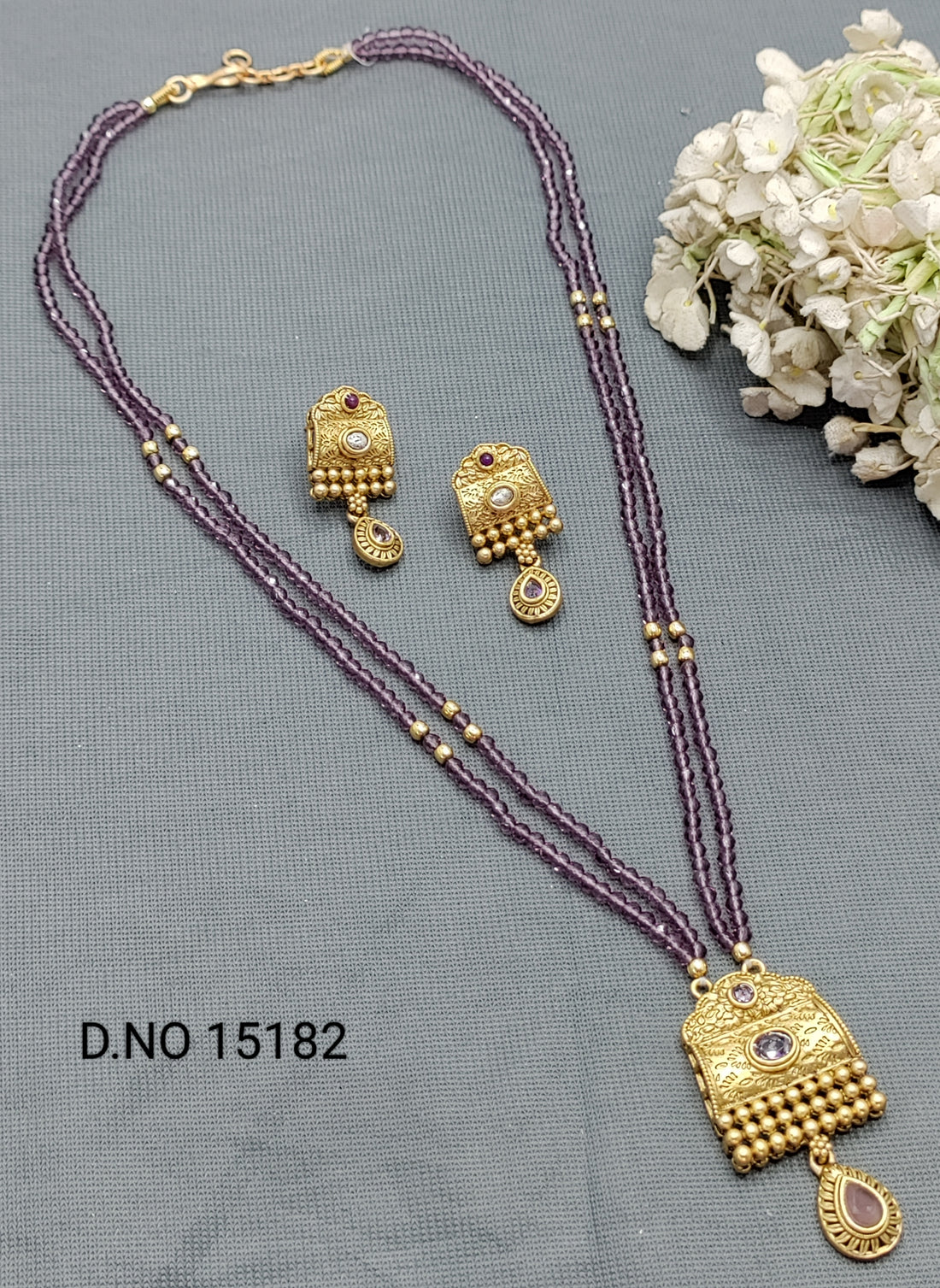 Antique golden mala Necklace Sku 15182 rchiecreation
