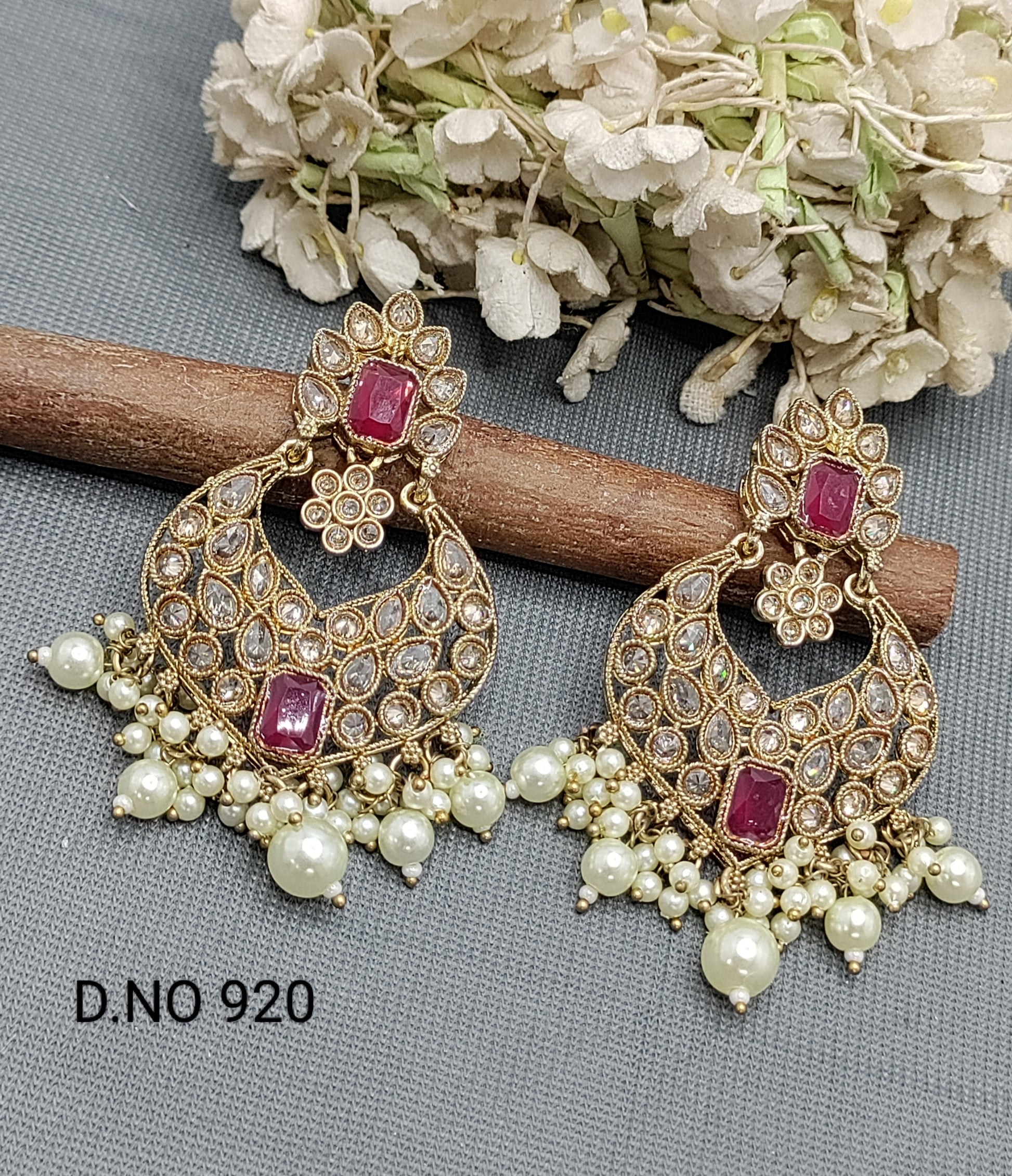 Polki Earring Mehndi Sku- 920 A2 rchiecreation