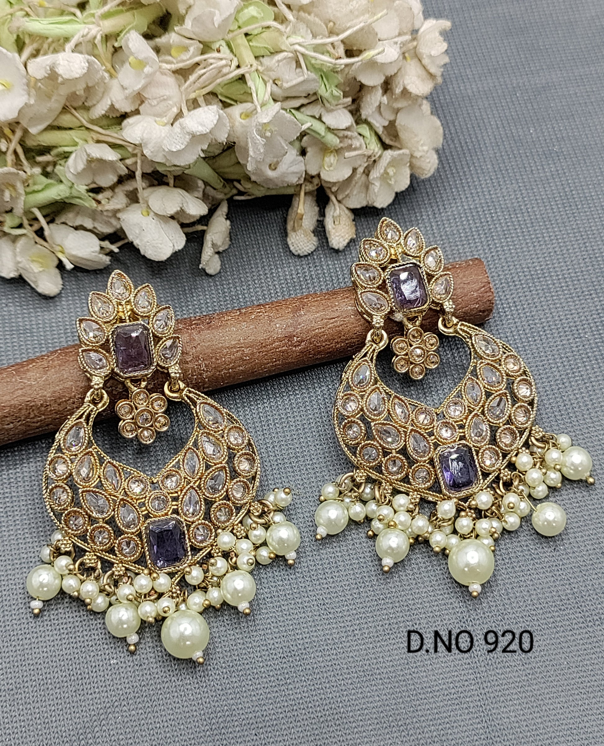 Polki Earring Mehndi Sku- 920 A2 rchiecreation
