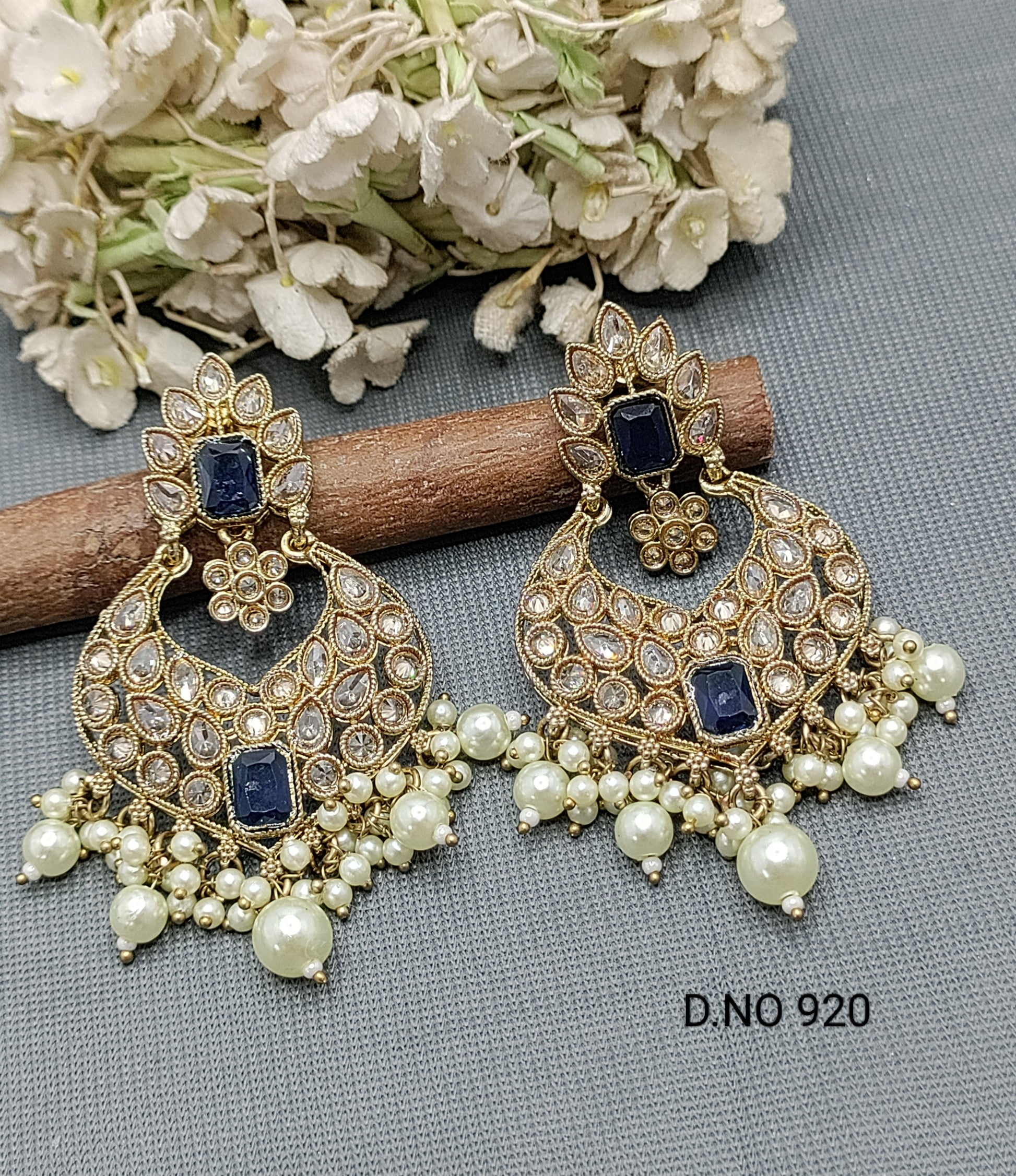 Polki Earring Mehndi Sku- 920 A2 rchiecreation
