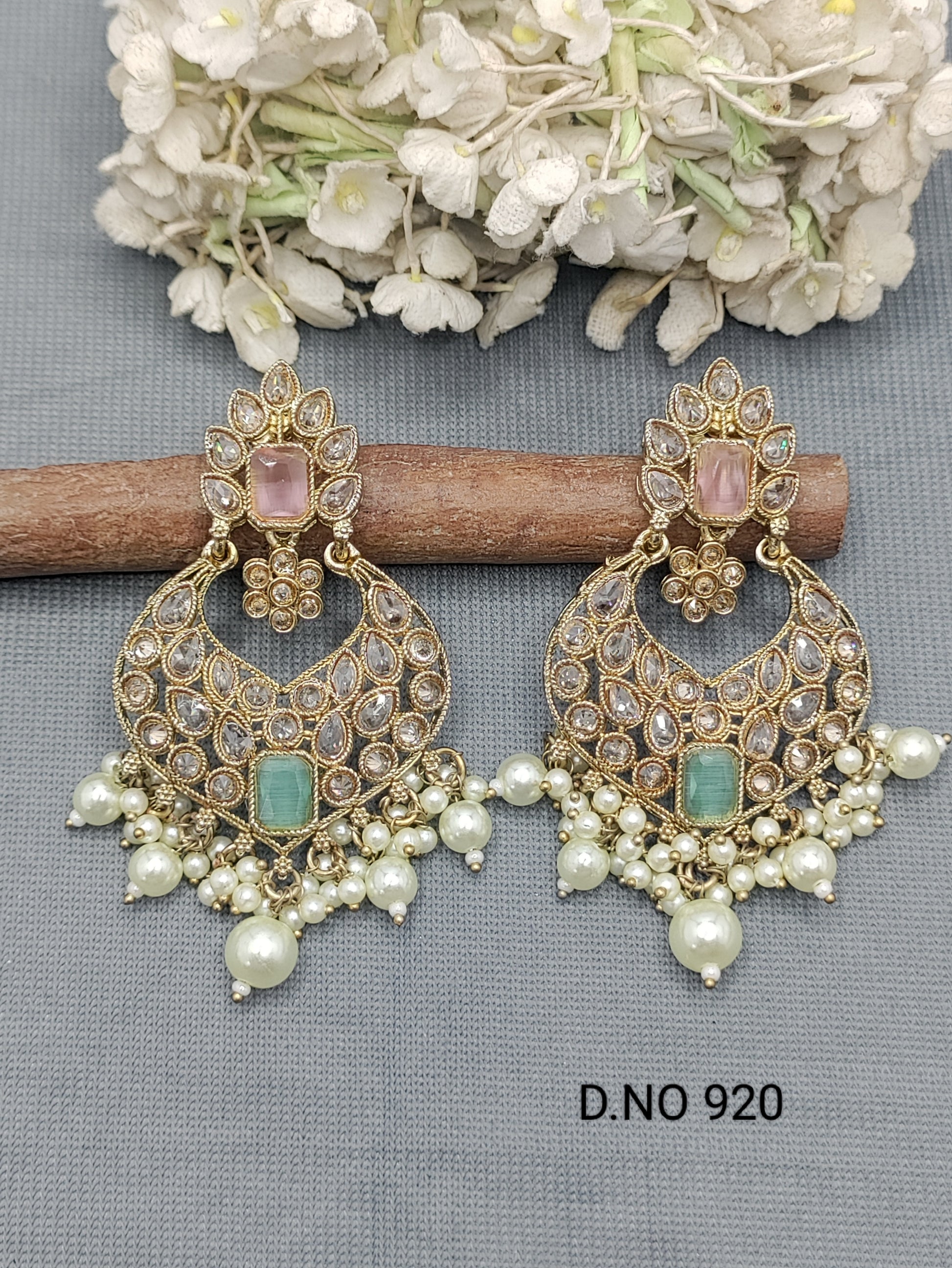Polki Earring Mehndi Sku- 920 A2 rchiecreation