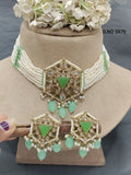 Choker Pearl Necklace Mehandi Set Sku 5979 B2 rchiecreation