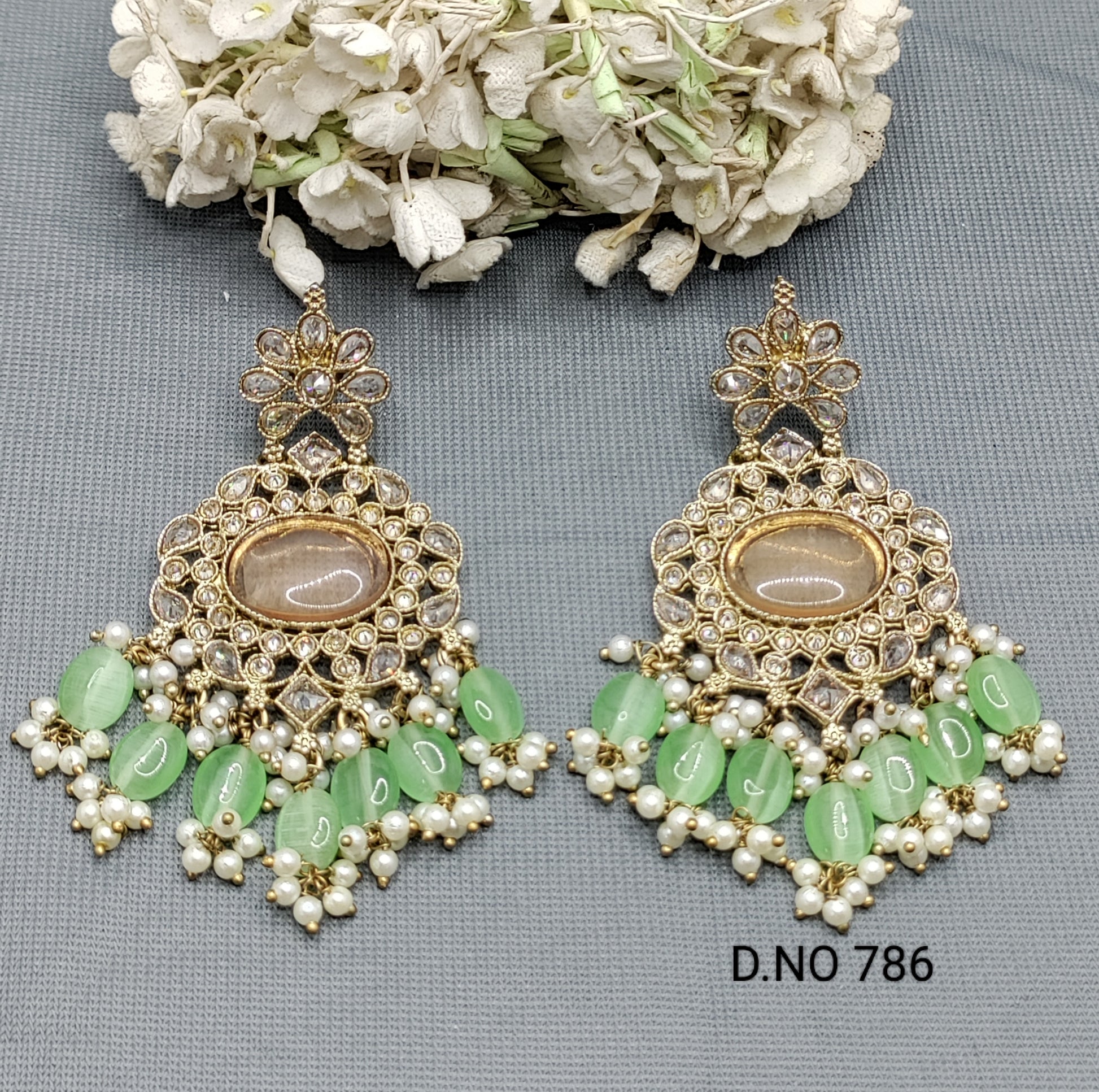 Mehndi Polki Earring Sku-786 E1 rchiecreation