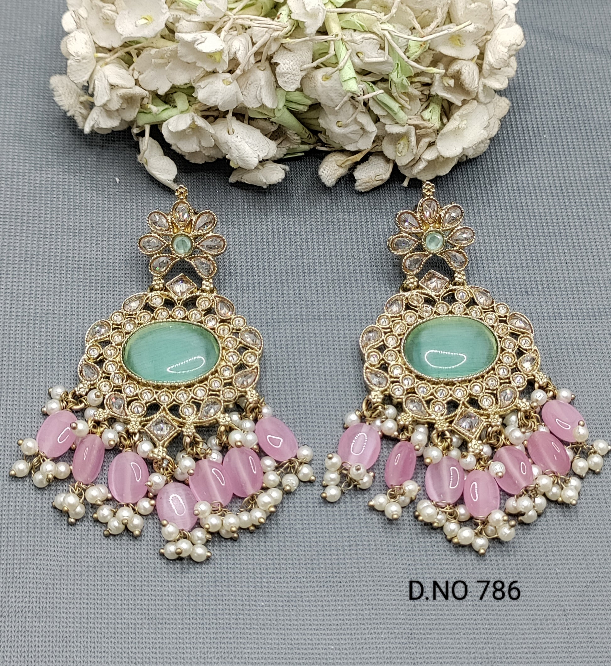 Mehndi Polki Earring Sku-786 E1 rchiecreation