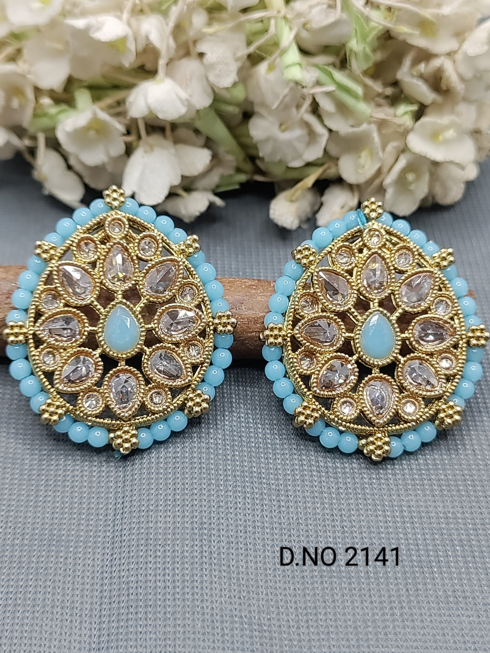 Polki Mehandi top & Stud Earring Sku 2141 rchiecreation