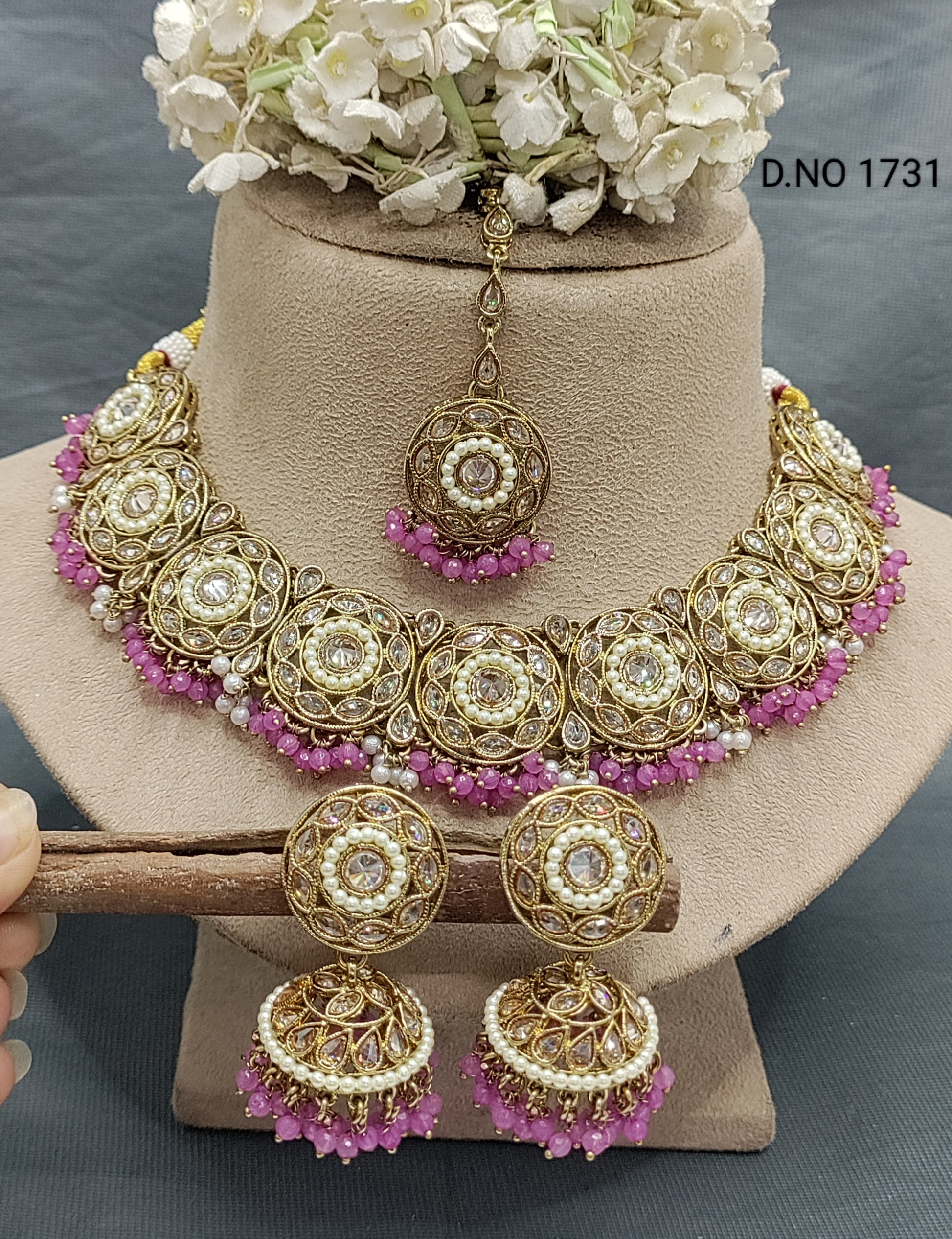Polki Necklace Mehandi Set Sku- 1731 B2 rchiecreation