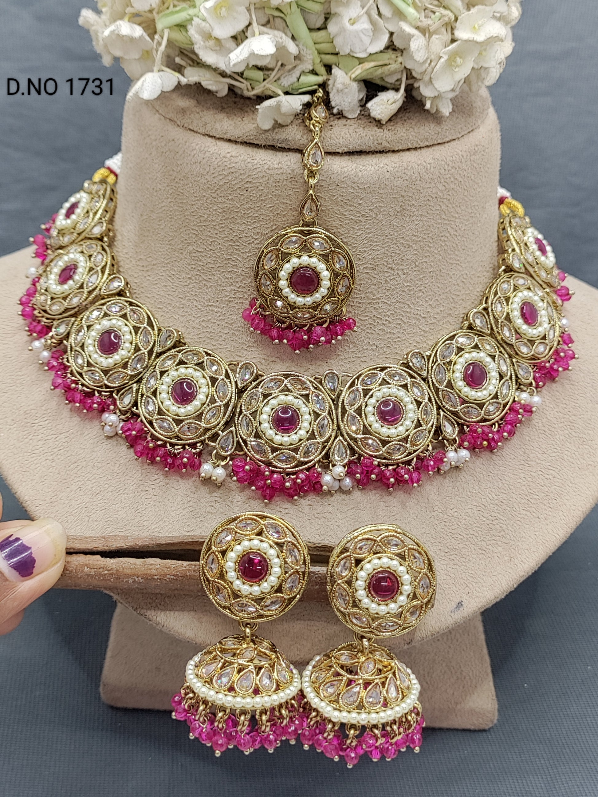 Polki Necklace Mehandi Set Sku- 1731 B2 rchiecreation