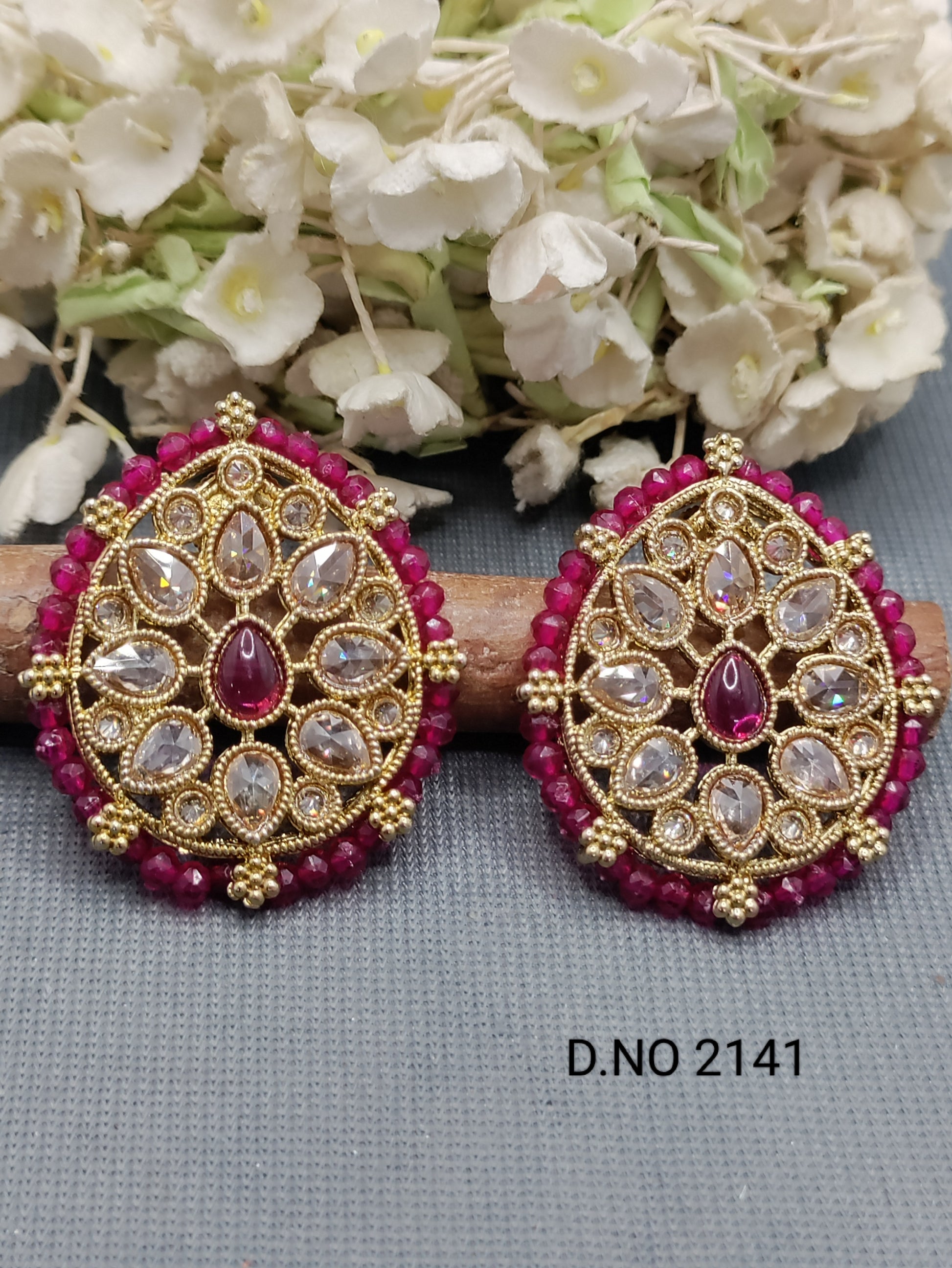 Polki Mehandi top & Stud Earring Sku 2141 rchiecreation