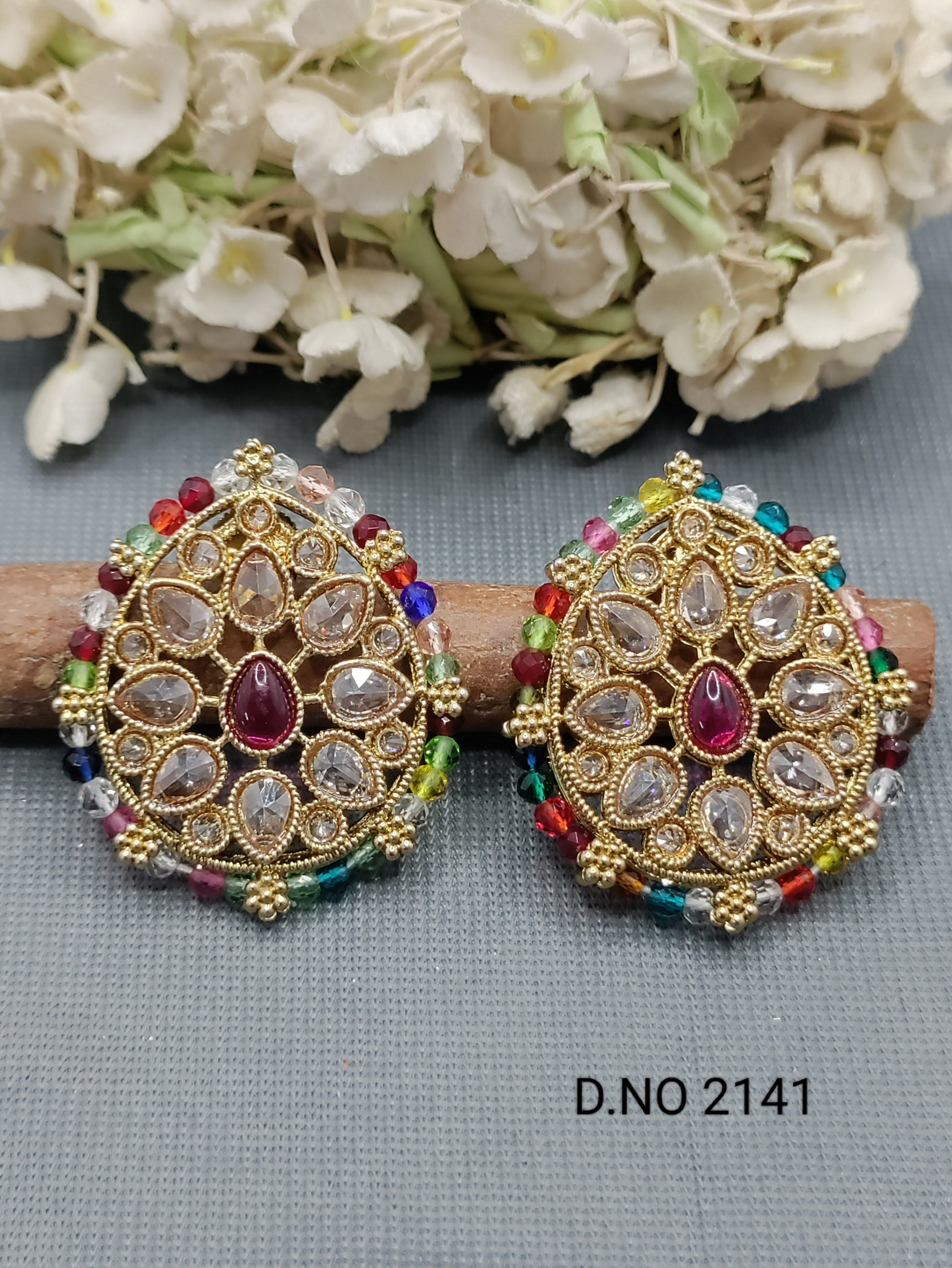 Polki Mehandi top & Stud Earring Sku 2141 rchiecreation