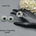 Cz Ad Rodium Earring & Finger Ring 2152 rchiecreation