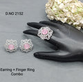 Cz Ad Rodium Earring & Finger Ring 2152 rchiecreation