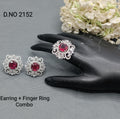 Cz Ad Rodium Earring & Finger Ring 2152 rchiecreation