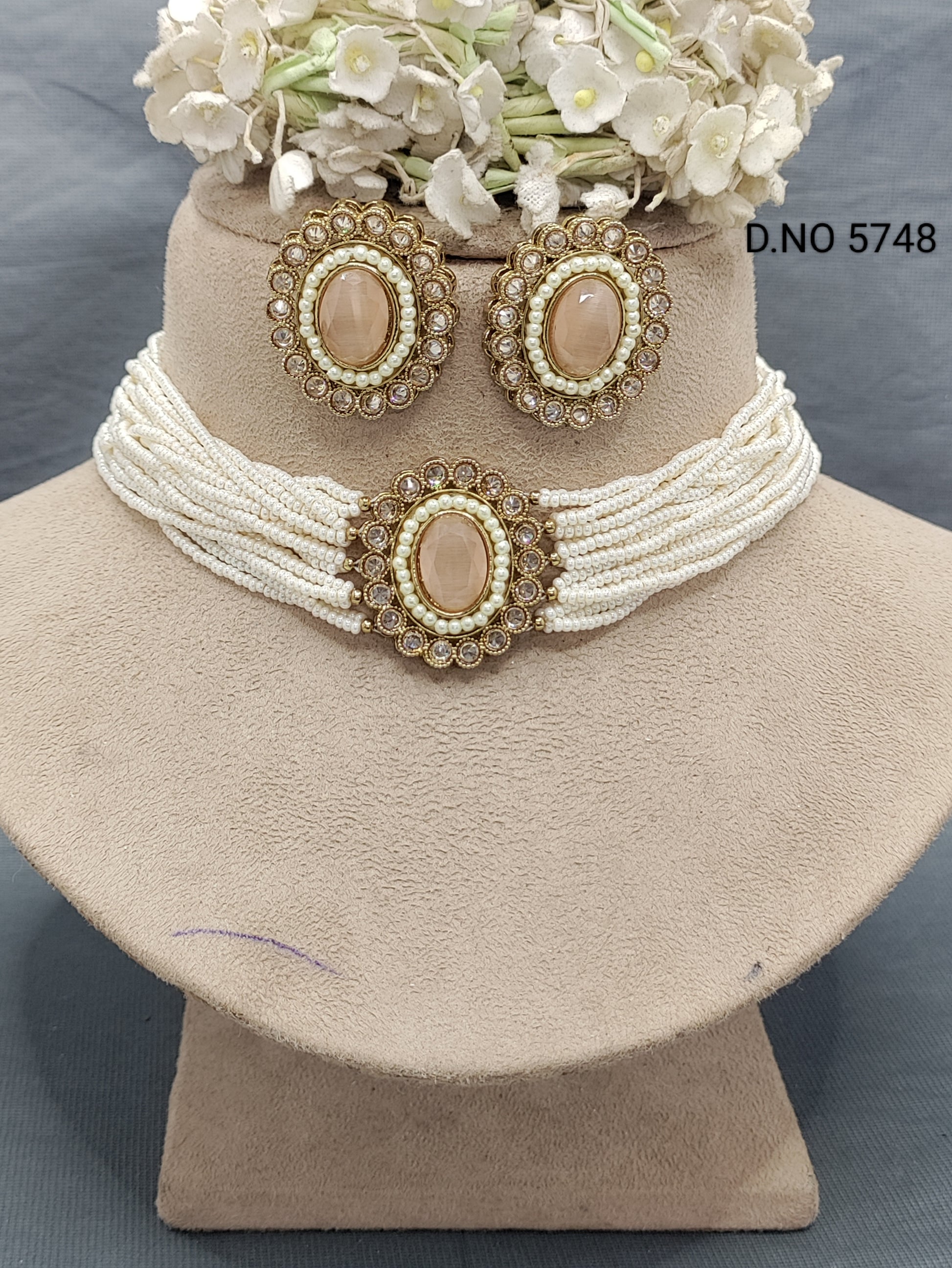 Polki Choker Mehandi Necklace Set Sku 5748 B1 rchiecreation