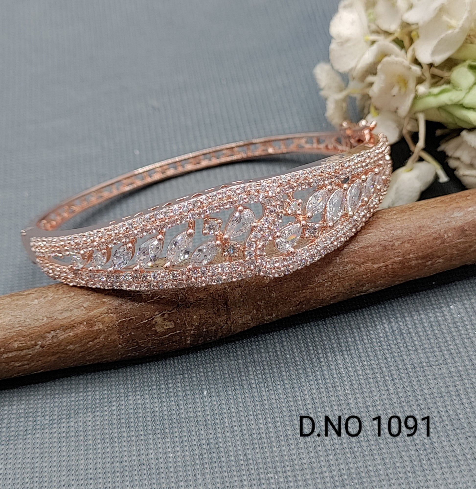 Cz ad Rose Gold Openable kada Sku 1091 rchiecreation