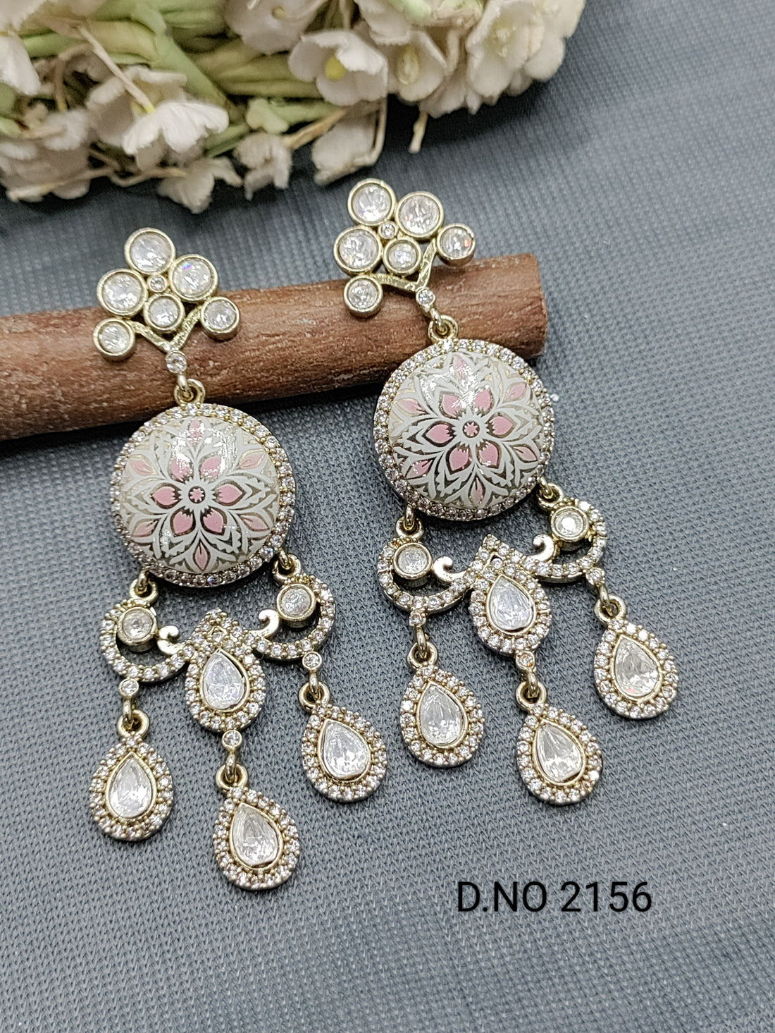 Moissanite Mehandi Earring Sku 2156 rchiecreation