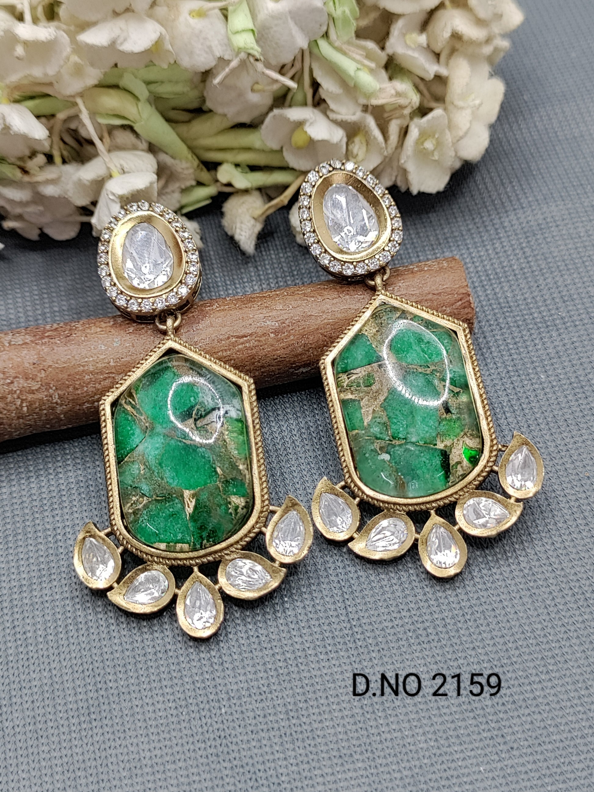 Moissanite Mehandi Earring Sku 2159 rchiecreation