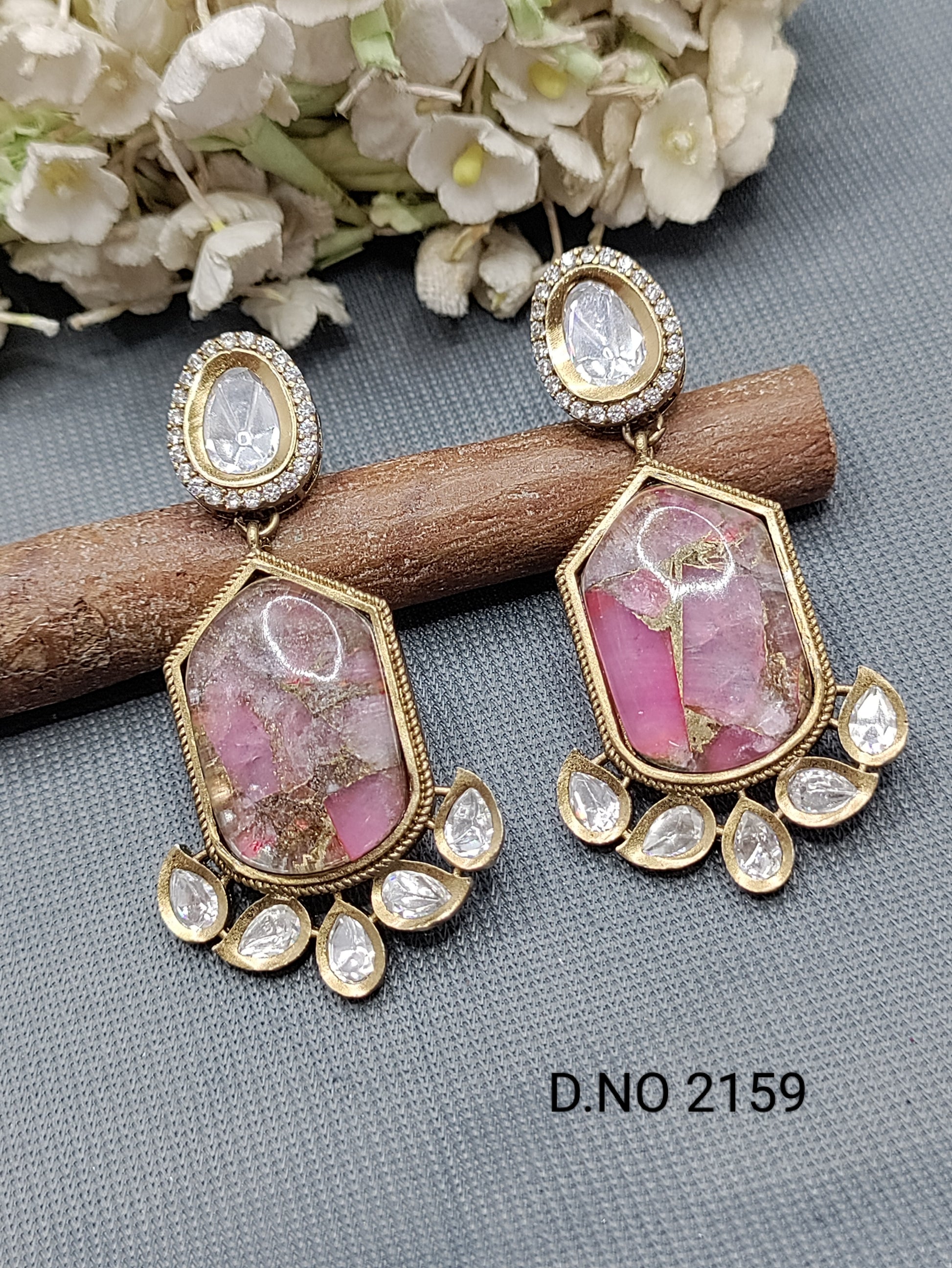 Moissanite Mehandi Earring Sku 2159 rchiecreation