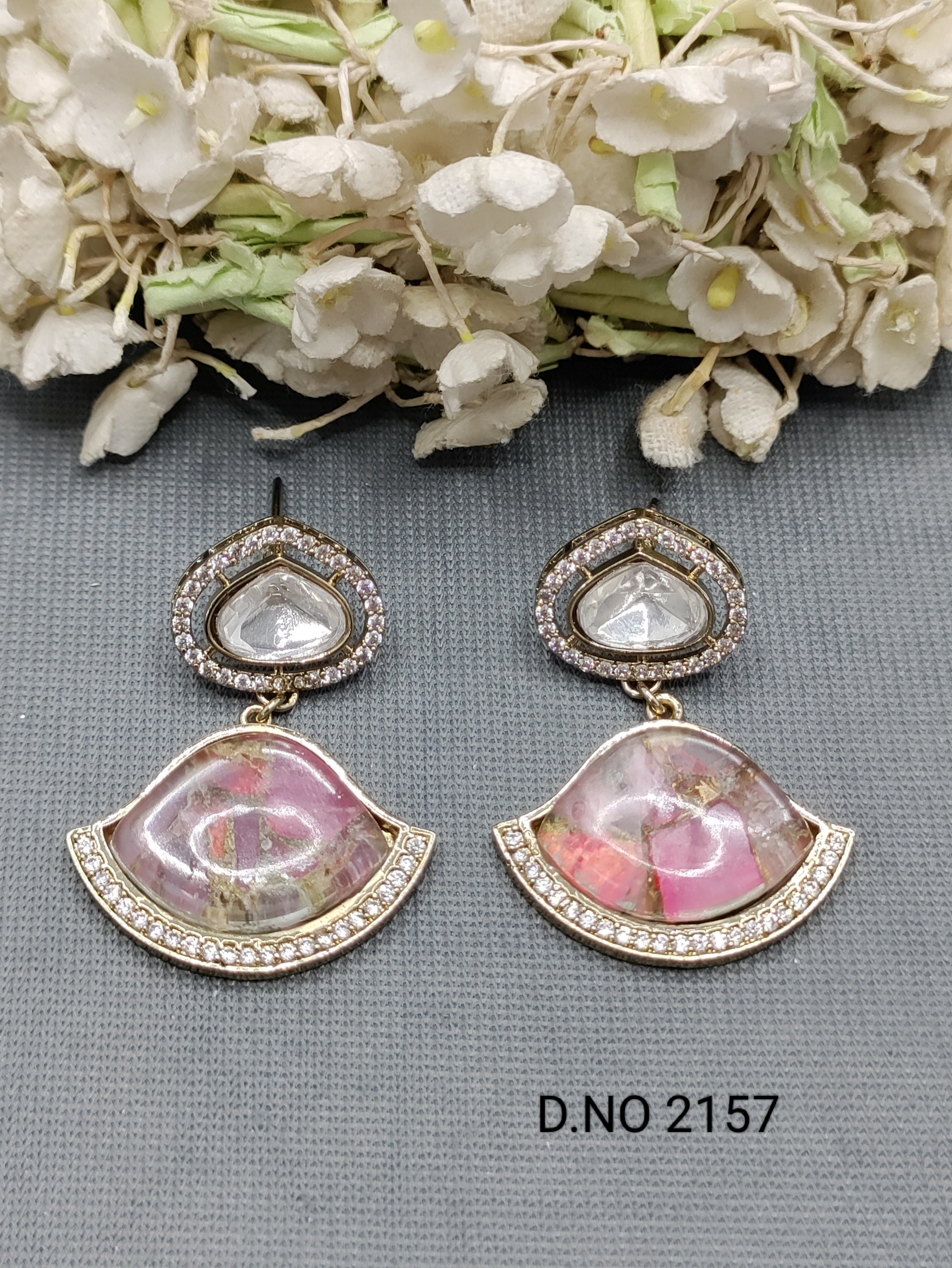 Moissanite Mehandi Earring Sku 2157 rchiecreation
