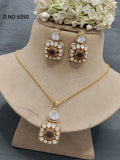 Moissanite Golden chain pendant Sku 6590 rchiecreation