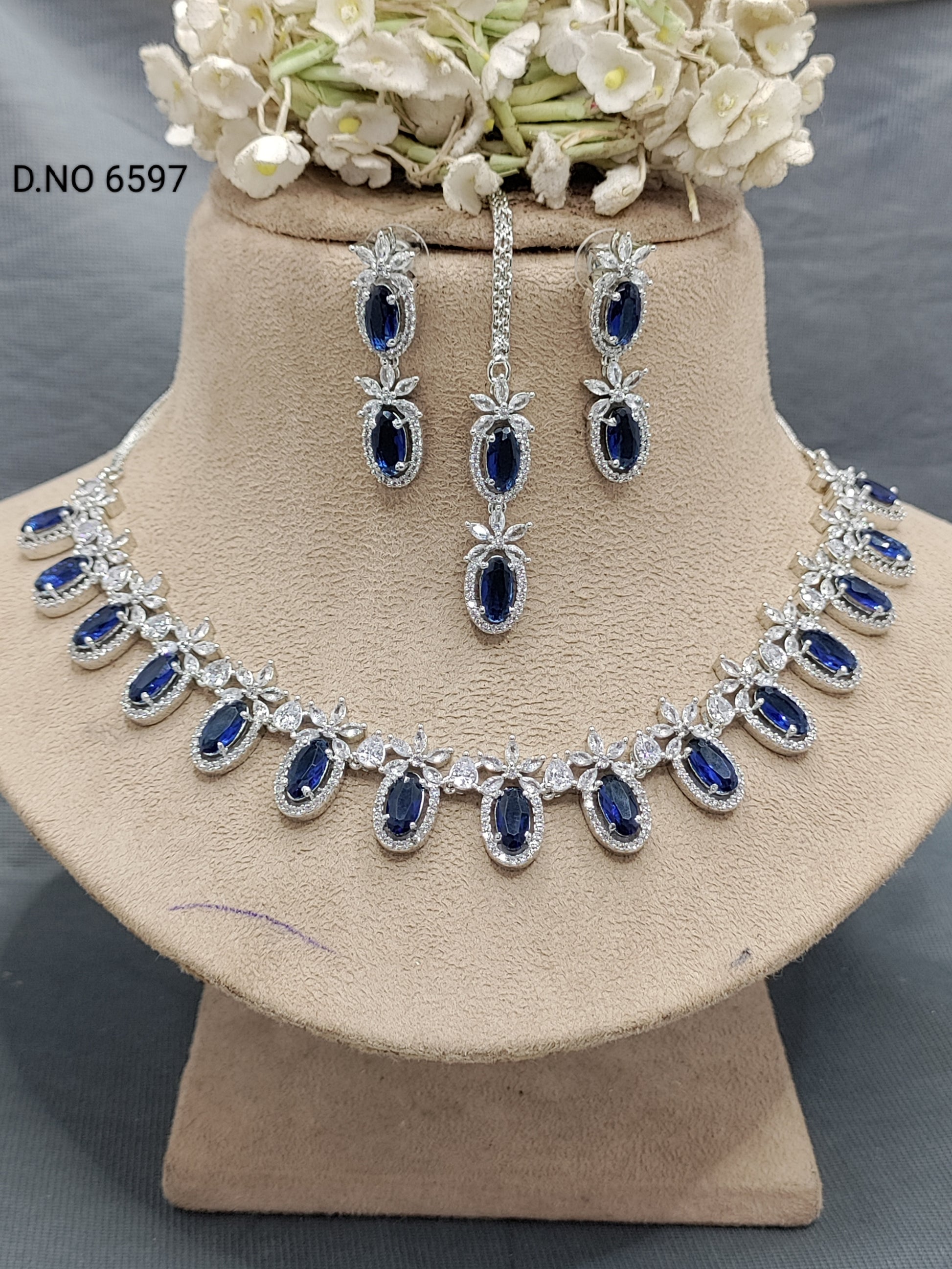 Cz Ad Rodium Necklace Set Sku 6597 rchiecreation
