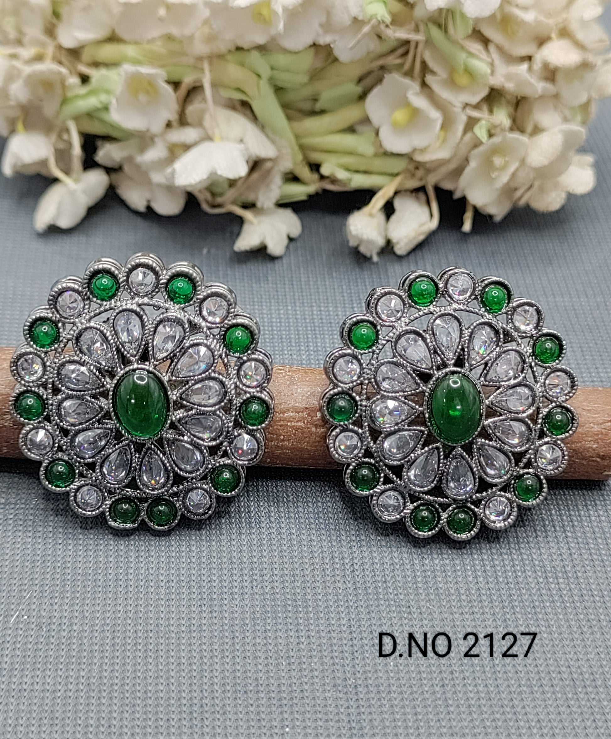 Polki Victorian Tops & Stud Earring Sku 2127 rchiecreation