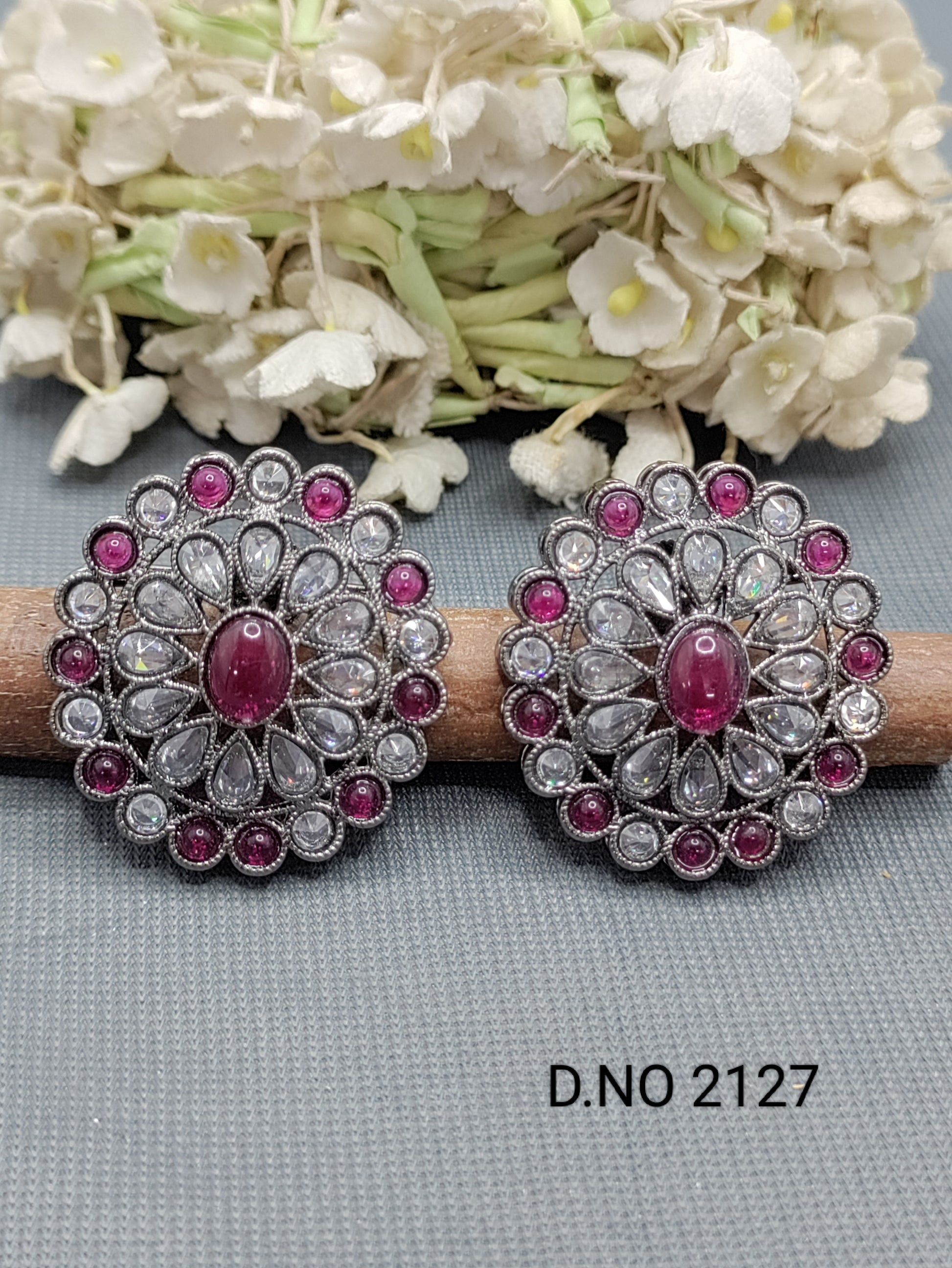 Polki Victorian Tops & Stud Earring Sku 2127 rchiecreation