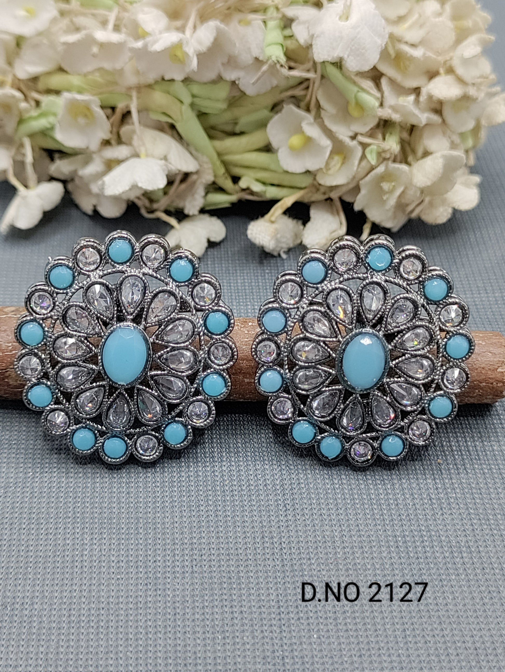 Polki Victorian Tops & Stud Earring Sku 2127 rchiecreation