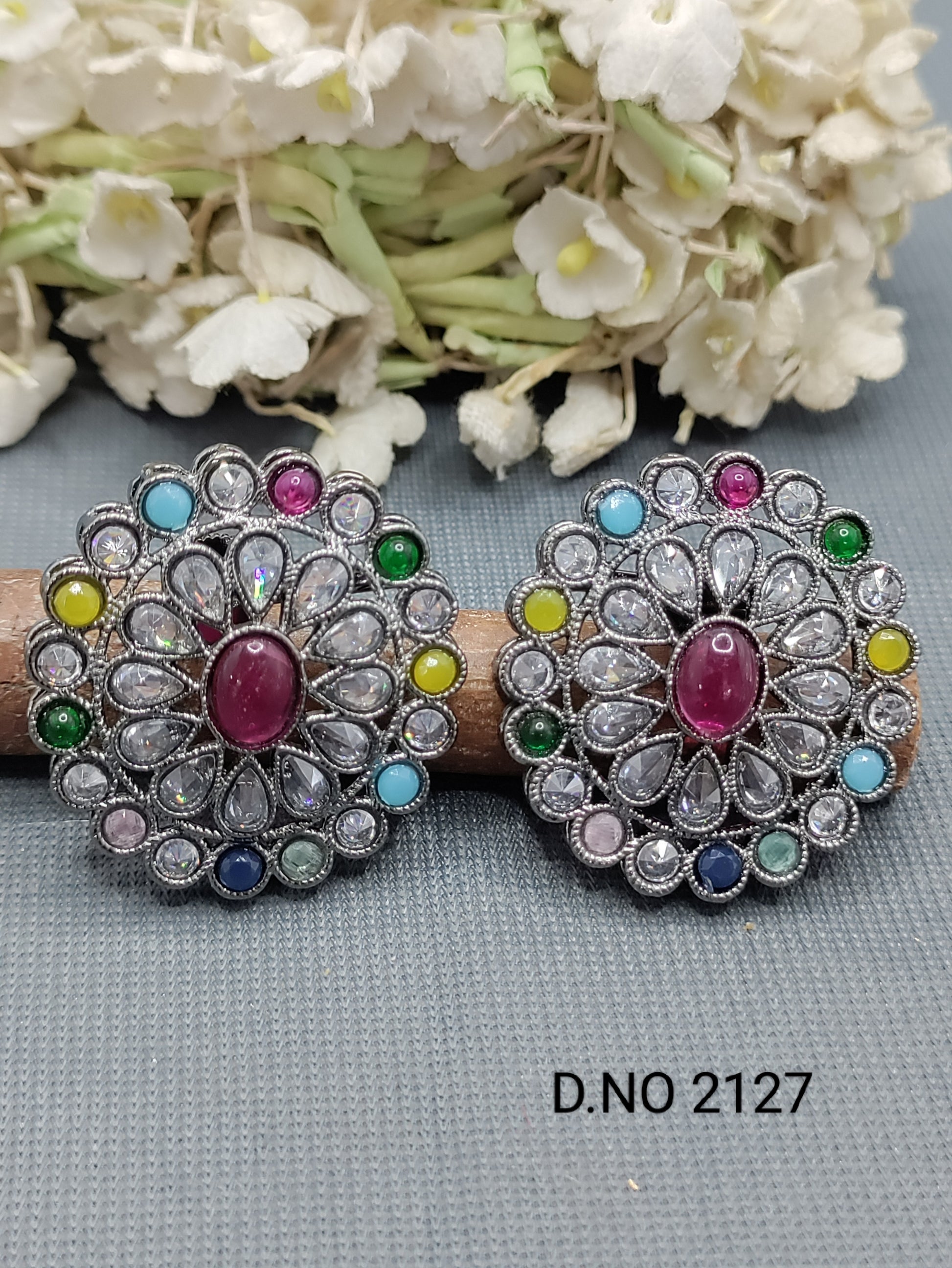 Polki Victorian Tops & Stud Earring Sku 2127 rchiecreation
