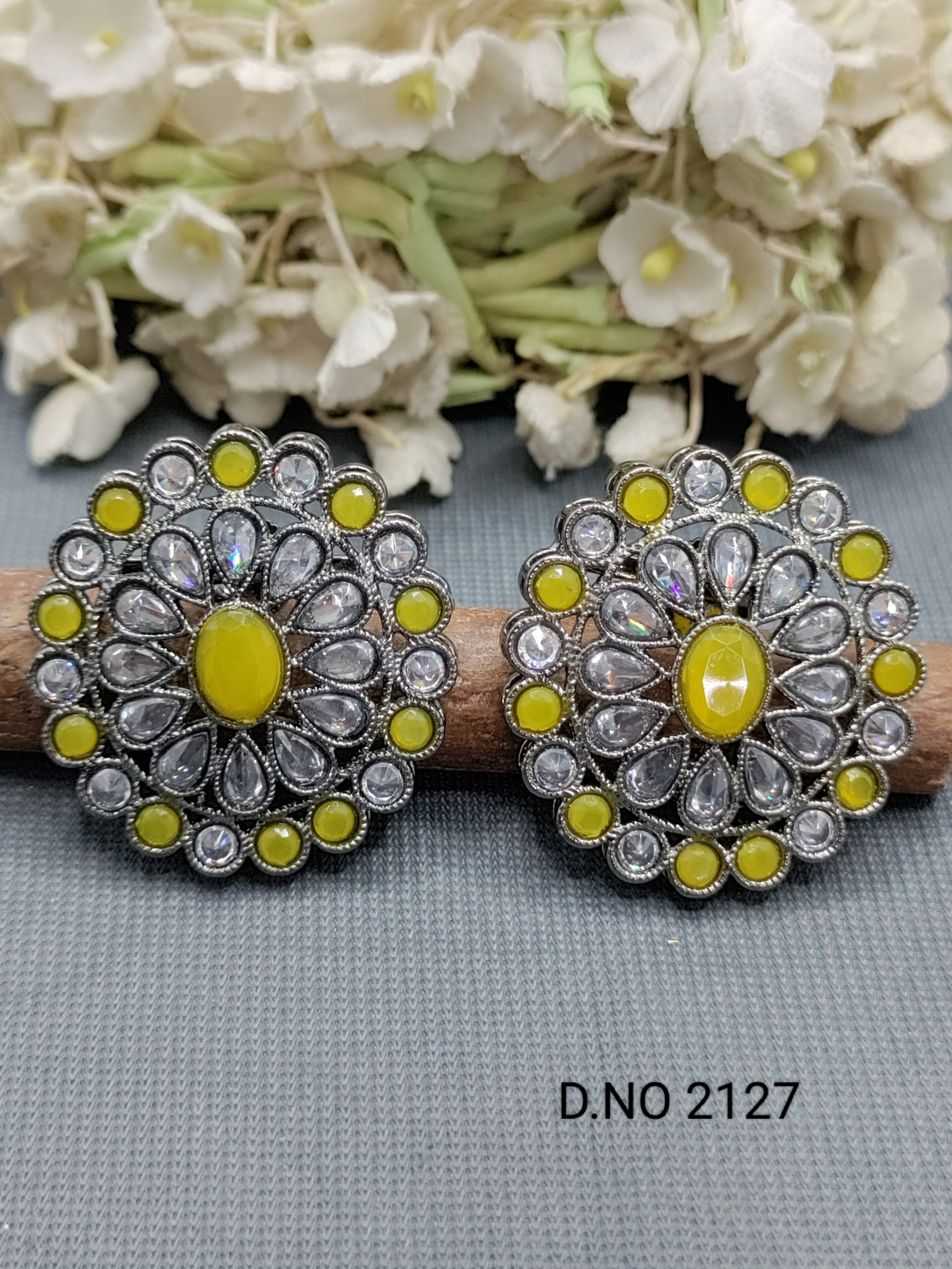 Polki Victorian Tops & Stud Earring Sku 2127 rchiecreation