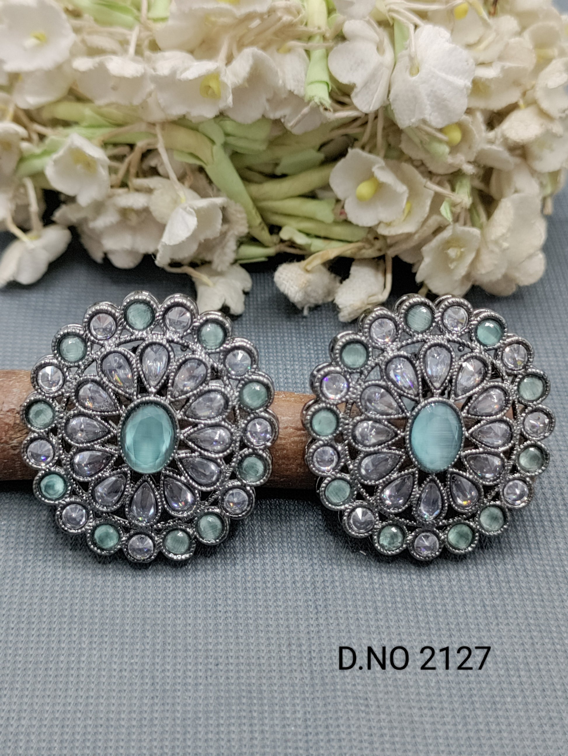 Polki Victorian Tops & Stud Earring Sku 2127 rchiecreation