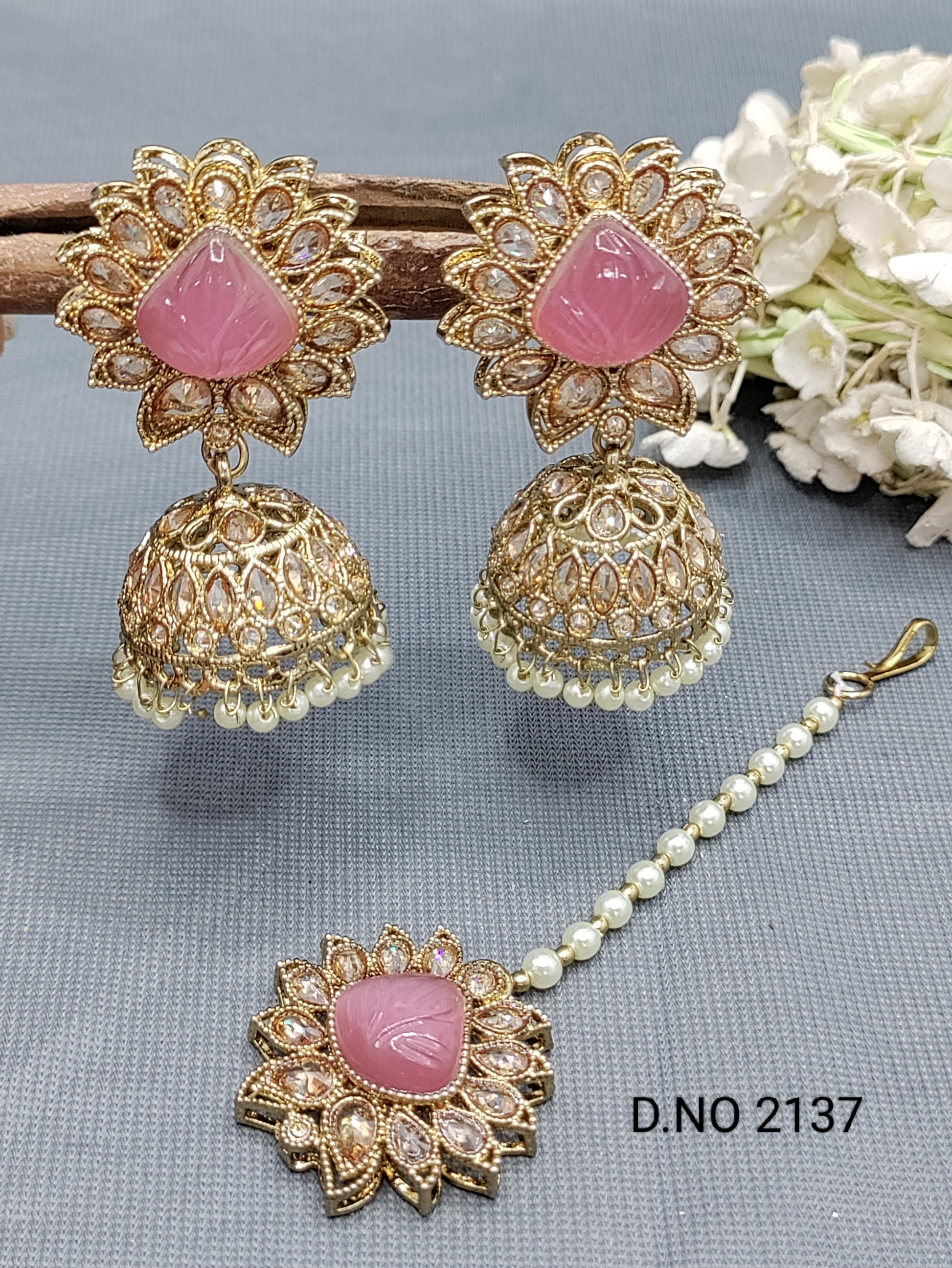 Polki Mehandi Earring & Tica Sku 2137 rchiecreation
