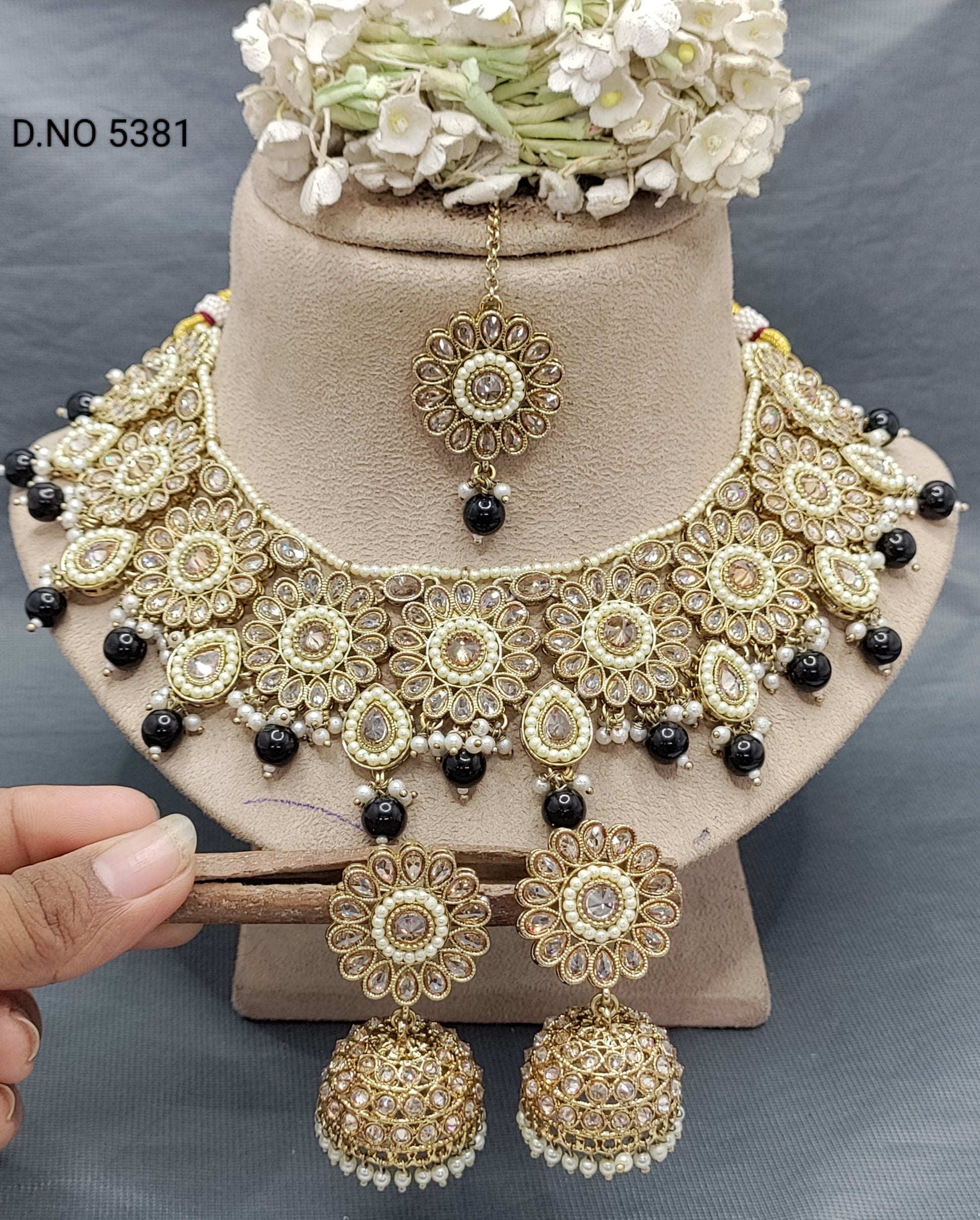 Polki Necklace Mehndi Set Sku 5381 B2 rchiecreation