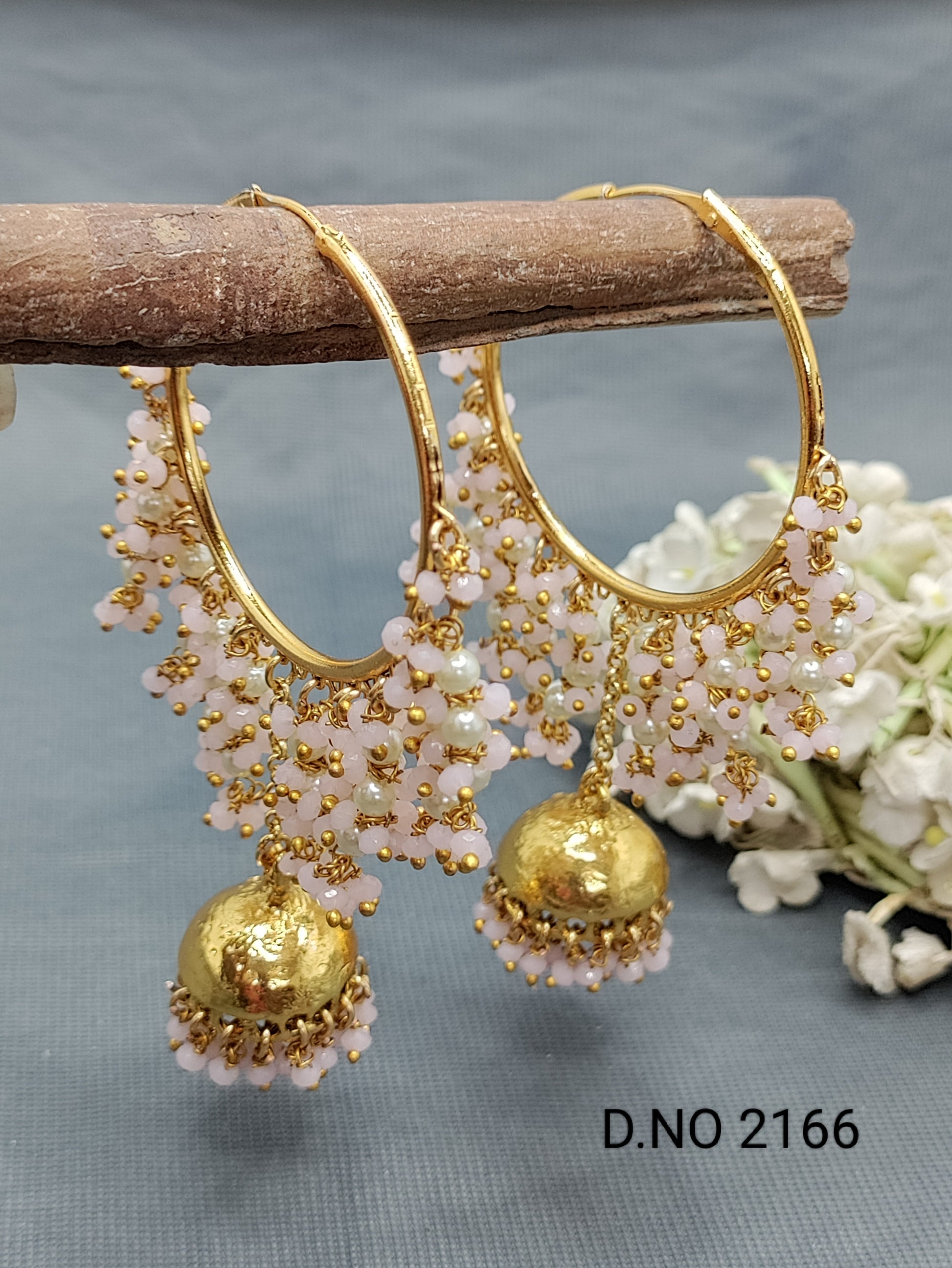 Golden Hoop Bali Jhumki Earring Sku 2166 rchiecreation